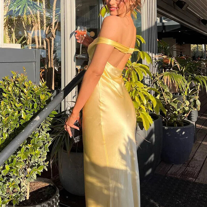 Elegant Satin Backless Maxi Dress