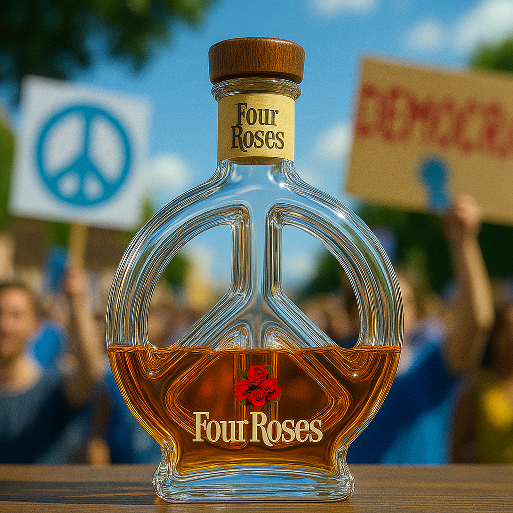Peace & Love Whiskey Bottle