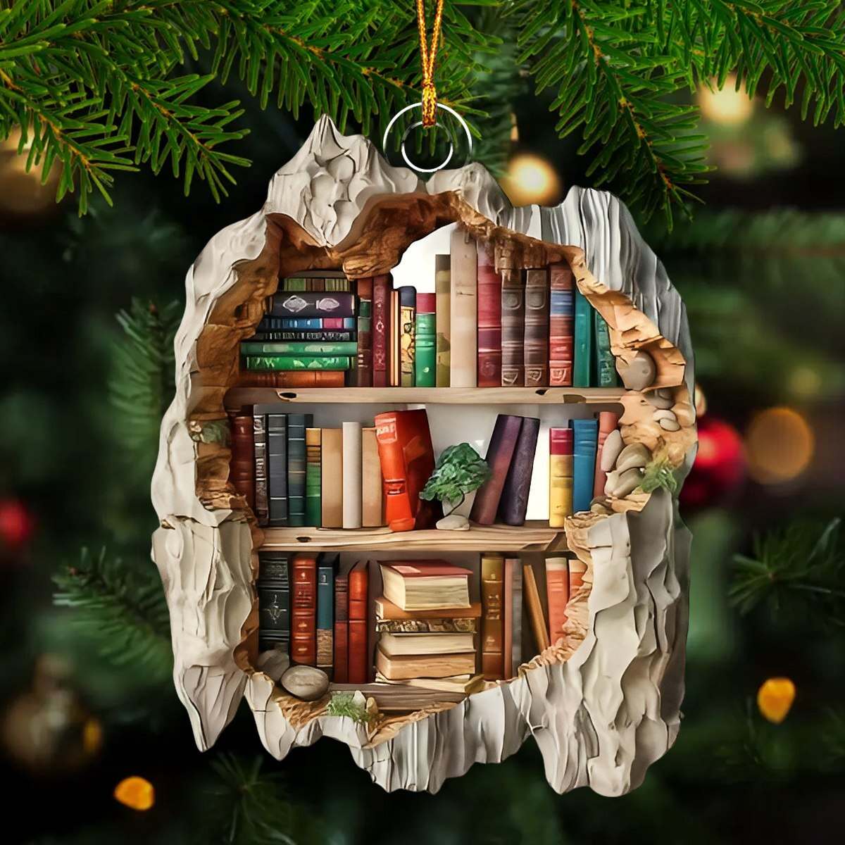 Bookshelf Christmas Ornament