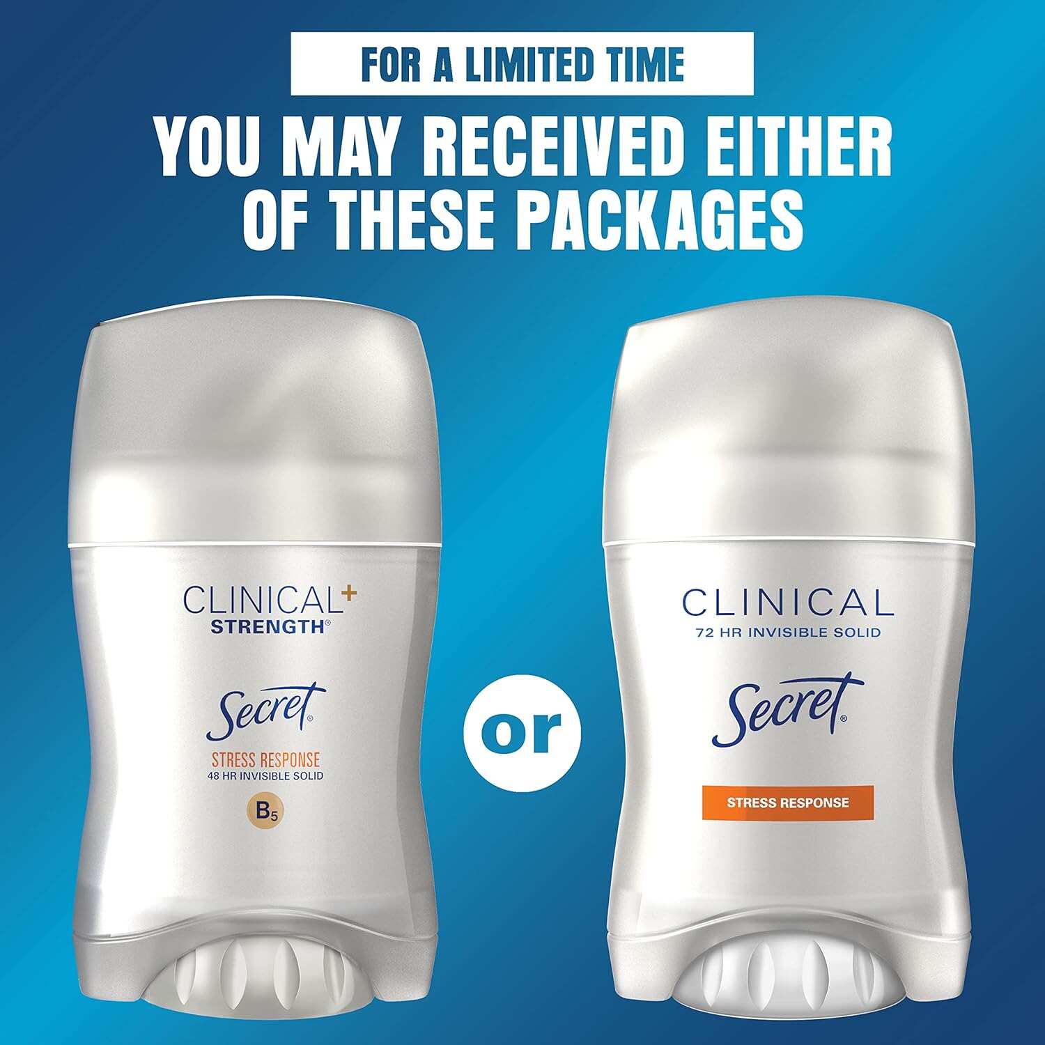 Secret Clinical Strength Antiperspirant and Deodorant Women, Soft Solid Stress Response, 72 Hr Sweat Protection, 1.6 oz (Pack of 3)