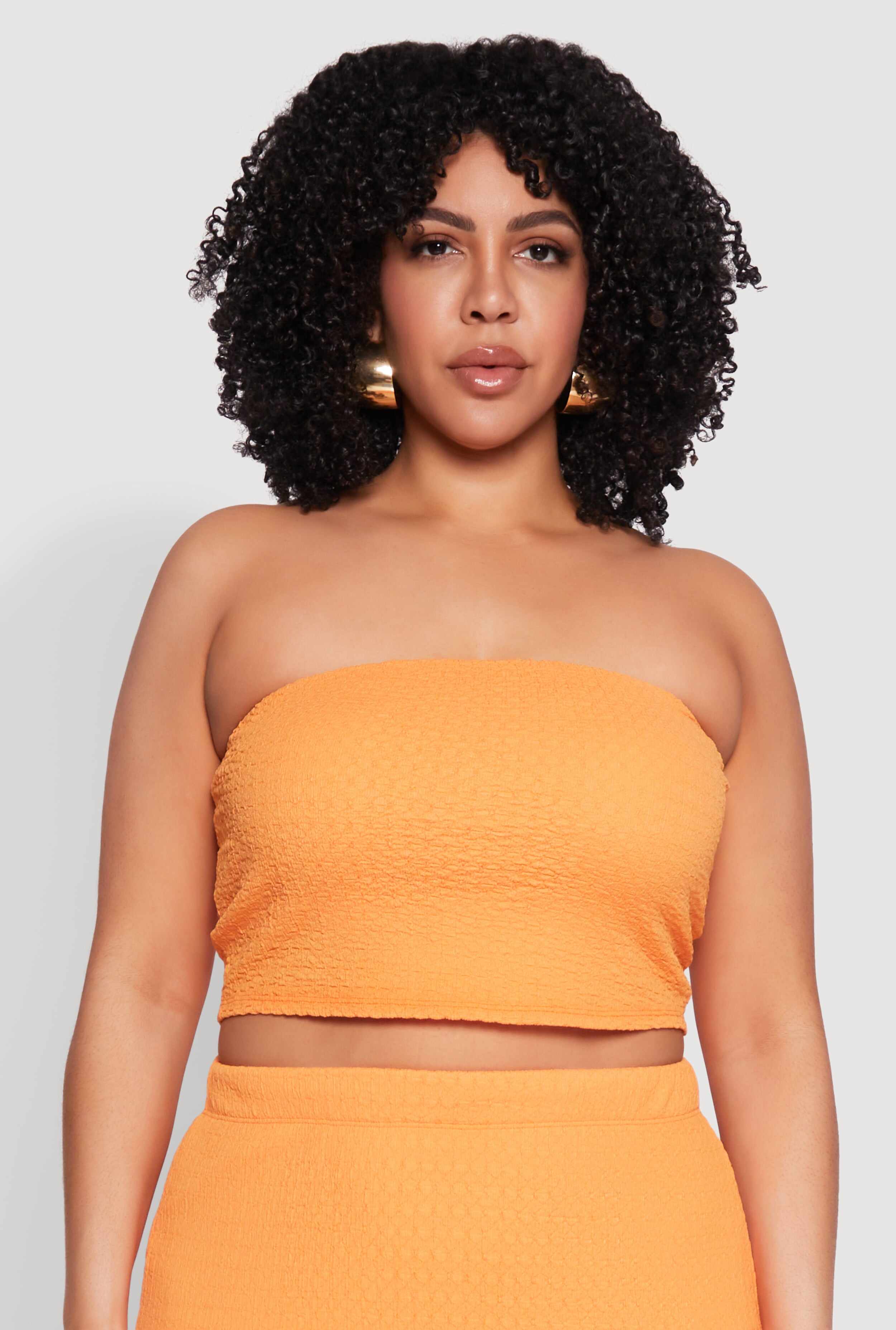 Plus Size Textured Knit Tube Top