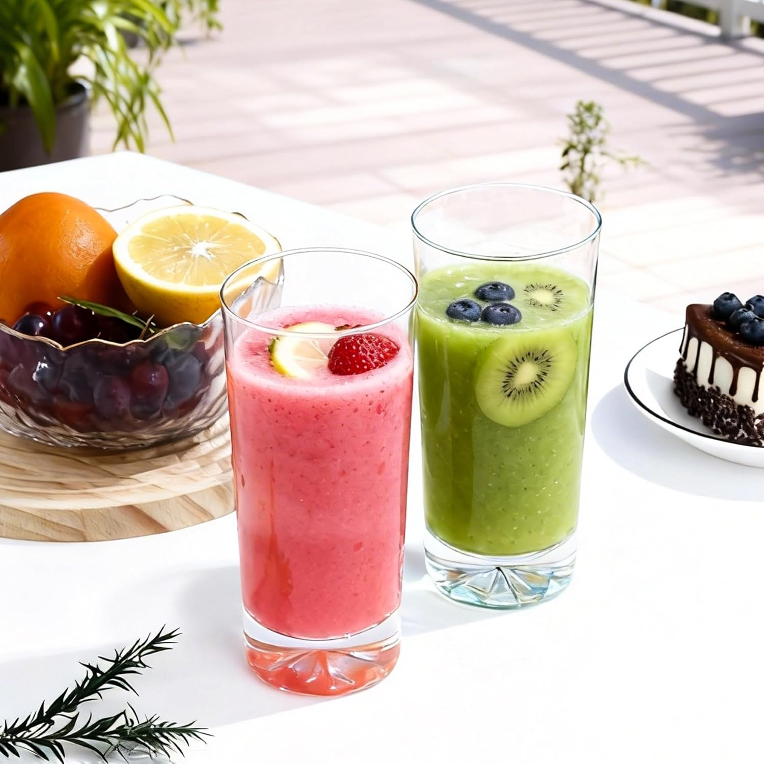 Water bottle set of 6 pieces, 16 ounces (approximately 453.6 grams) wide-mouth design, bar glassware water bottle, high-quality tall glass drinking set, suitable for water, beer, juice and cocktails, unique Christmas gift