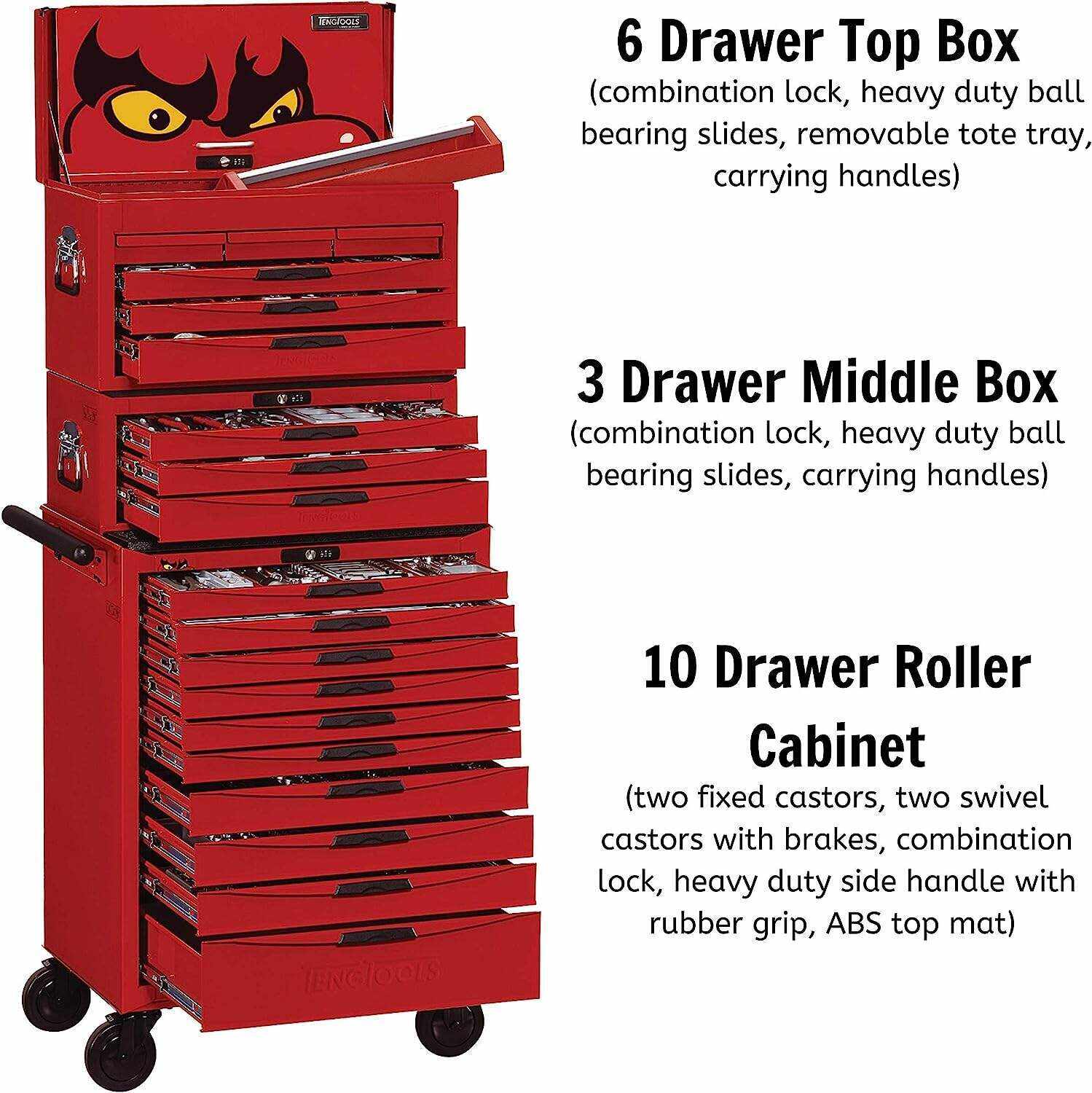 Tools 1001 Piece Mega Master Mixed Hand Tool Kit + 3 Toolbox Storage Cases - TCMM1001N, Silver
