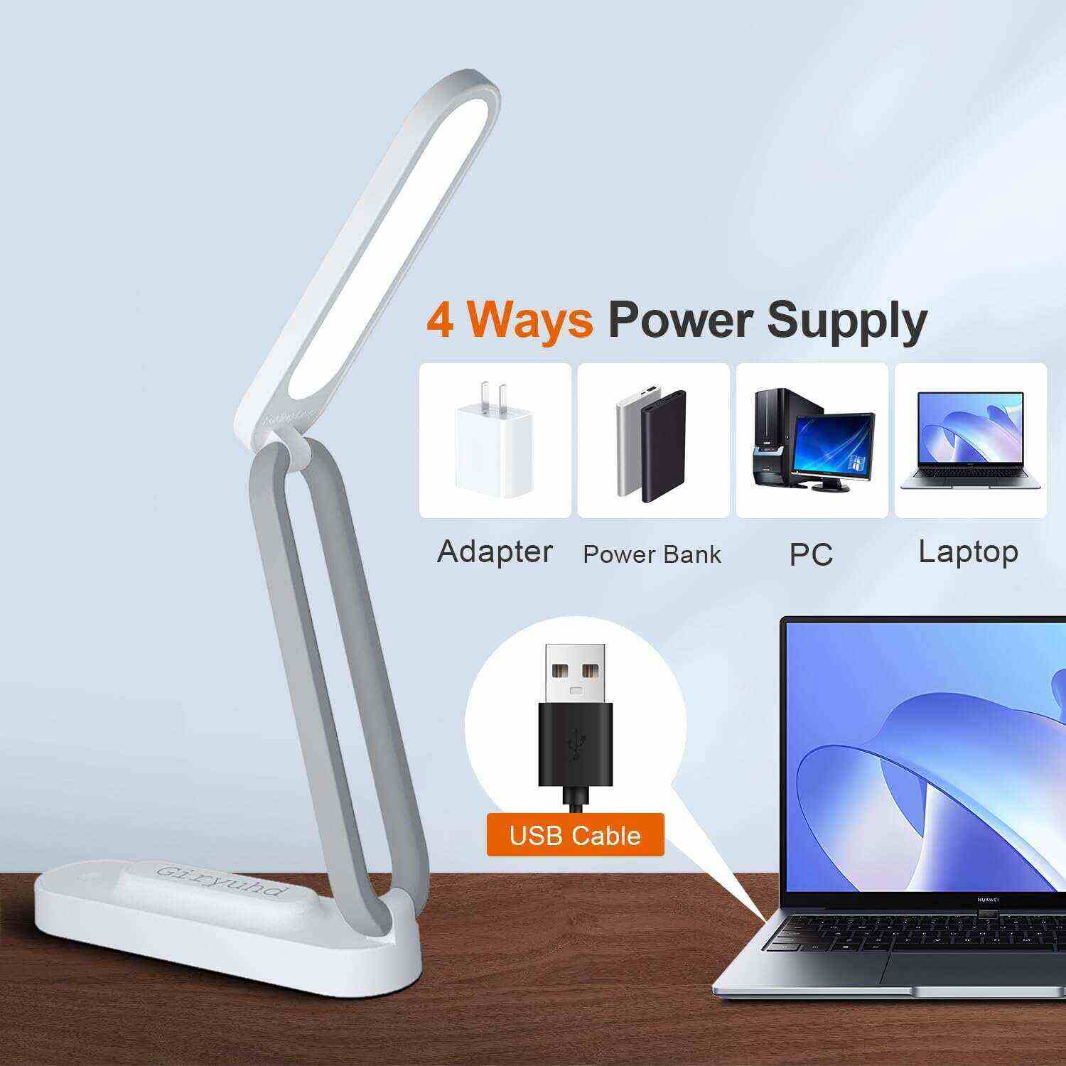 LED Desk Lamp for Office Home & Battery Operated Lamp Rechargeable Lamp Foldable & Portable Light, LED Desk Light Strip, 3 Brightness Dimmable Small Desk Lamp Wireless Reading Lamp