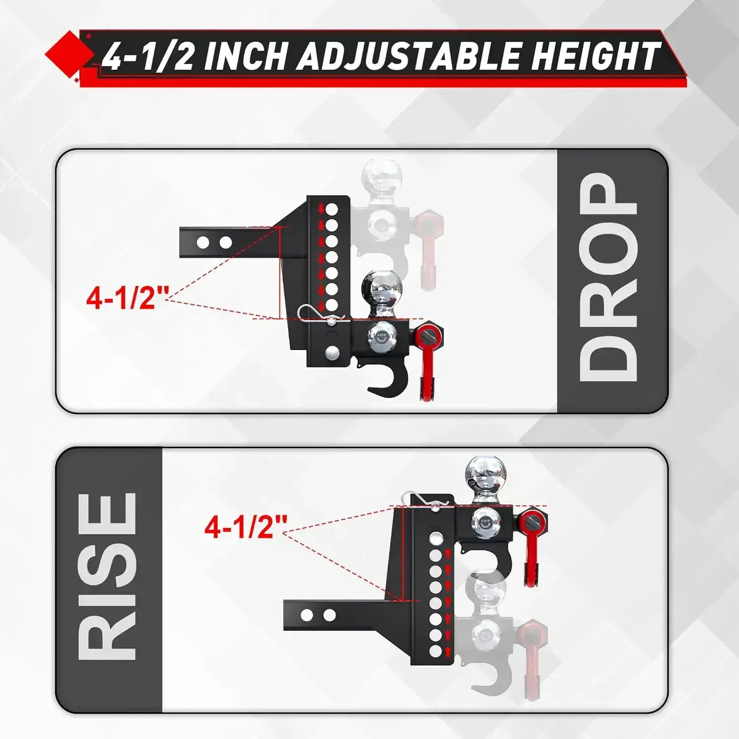 Trailer Hitch Tri-Ball Mount with Locks & Pin
