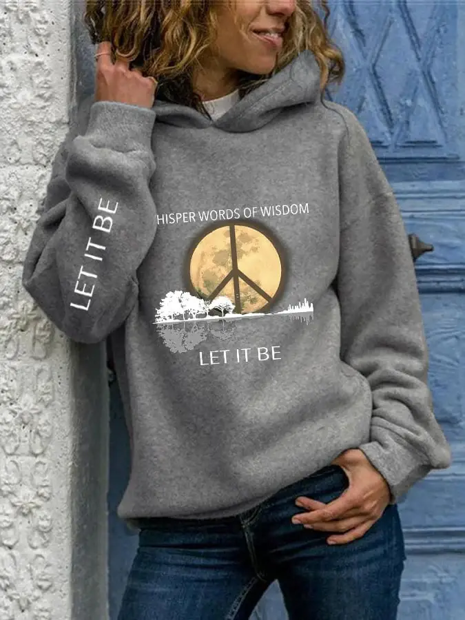 Hippie Guitar Lake Whisper Words Of Wisdom Let It Be Print Hoodie