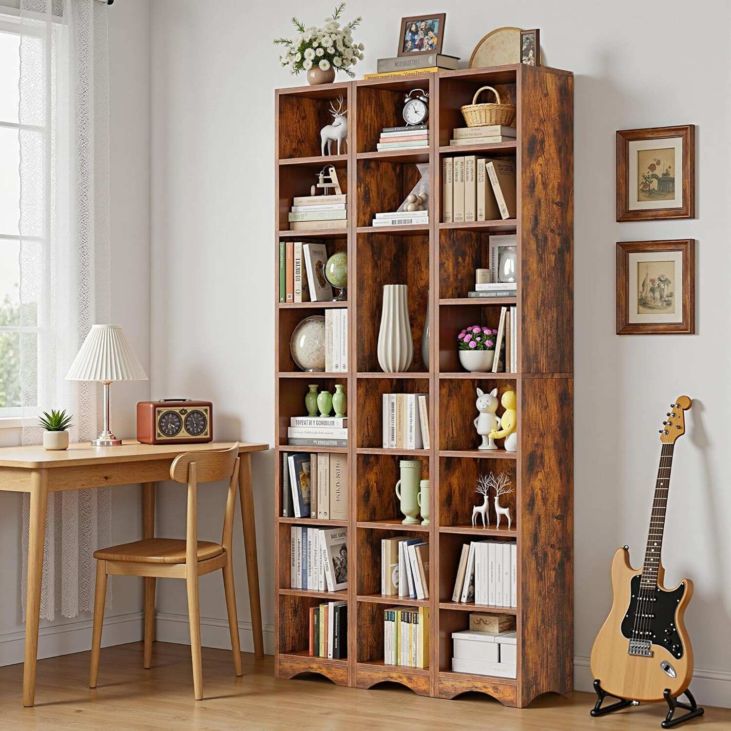 VECELO 8-Tier Tall Narrow Bookshelf