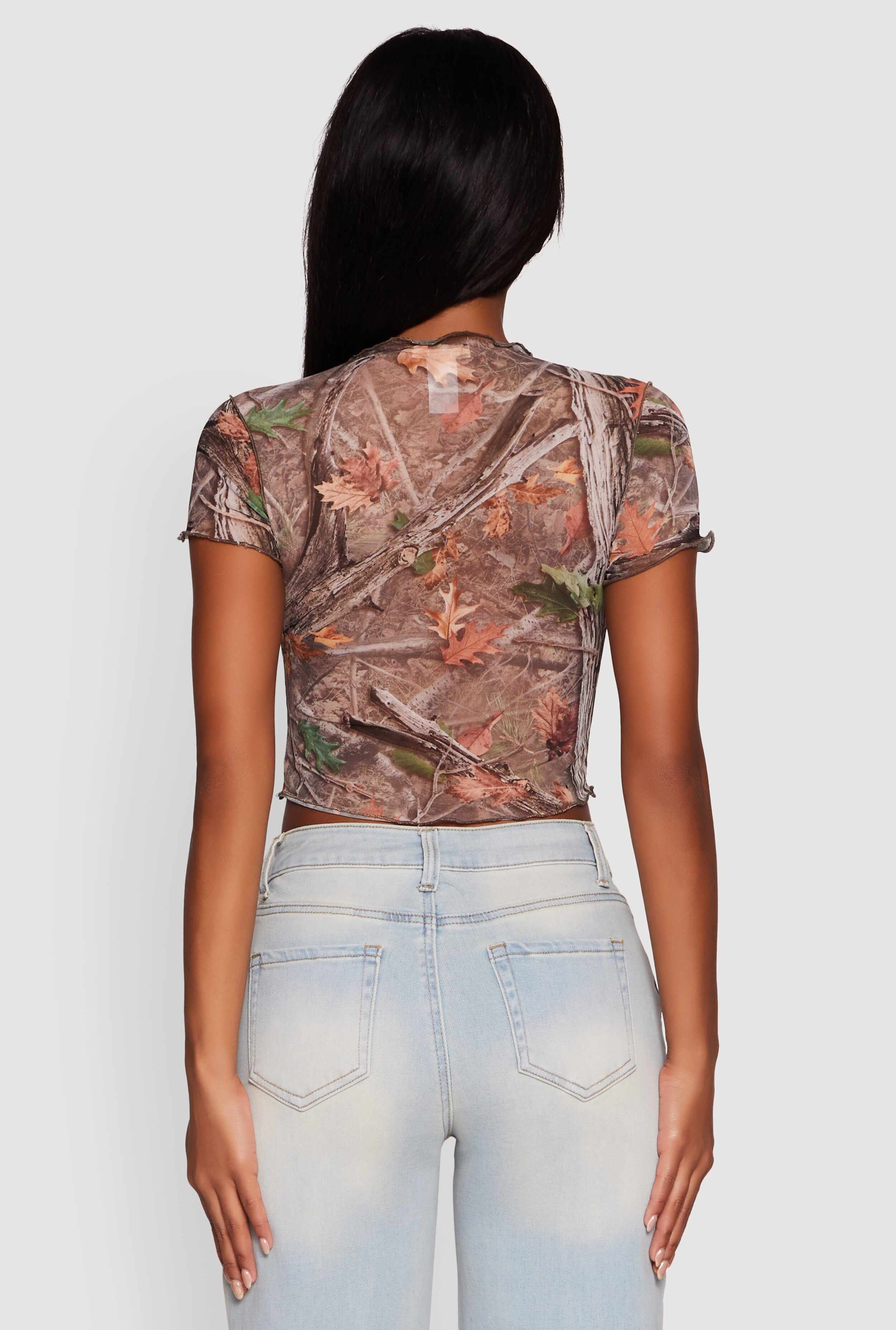 Mesh Hunter Camo Print Crop Top