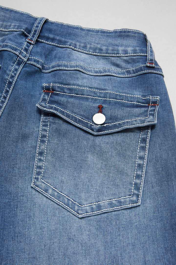 Washed Flap Pocket Low Rise Straight Leg Jeans