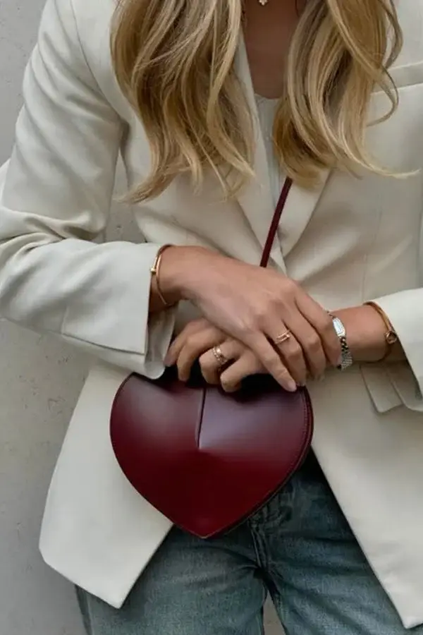 Fashionable Heart-Shaped Leather Shoulder Bag