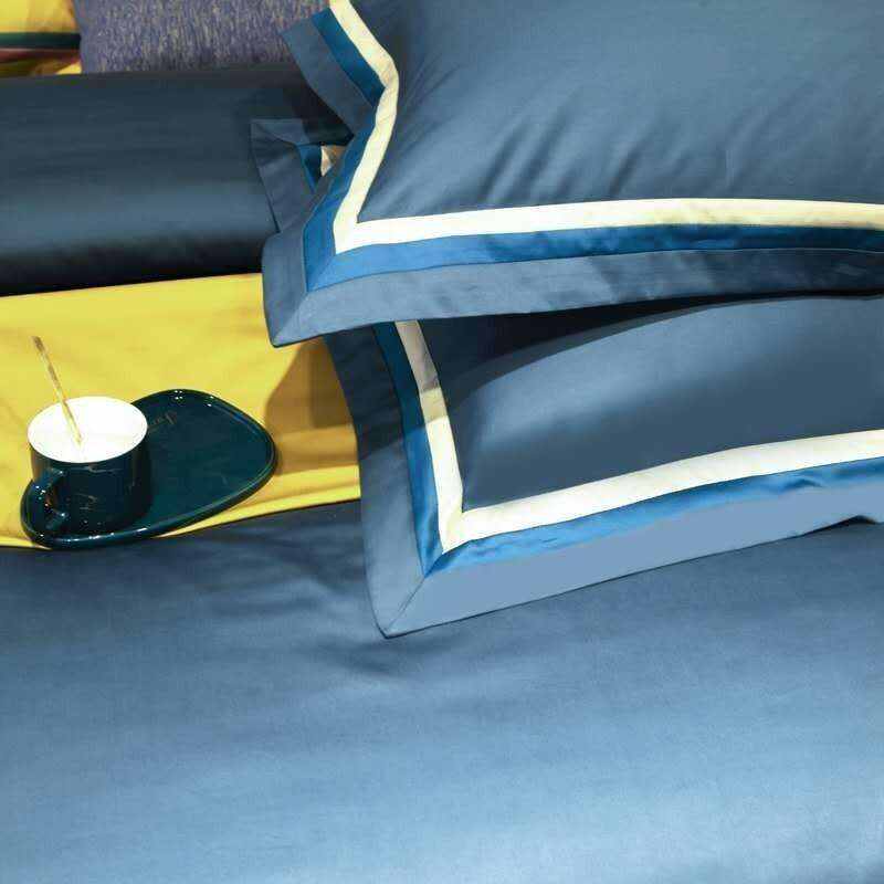 Jadyn Contrasting Double Stripe Border Egyptian Cotton Duvet Cover Set