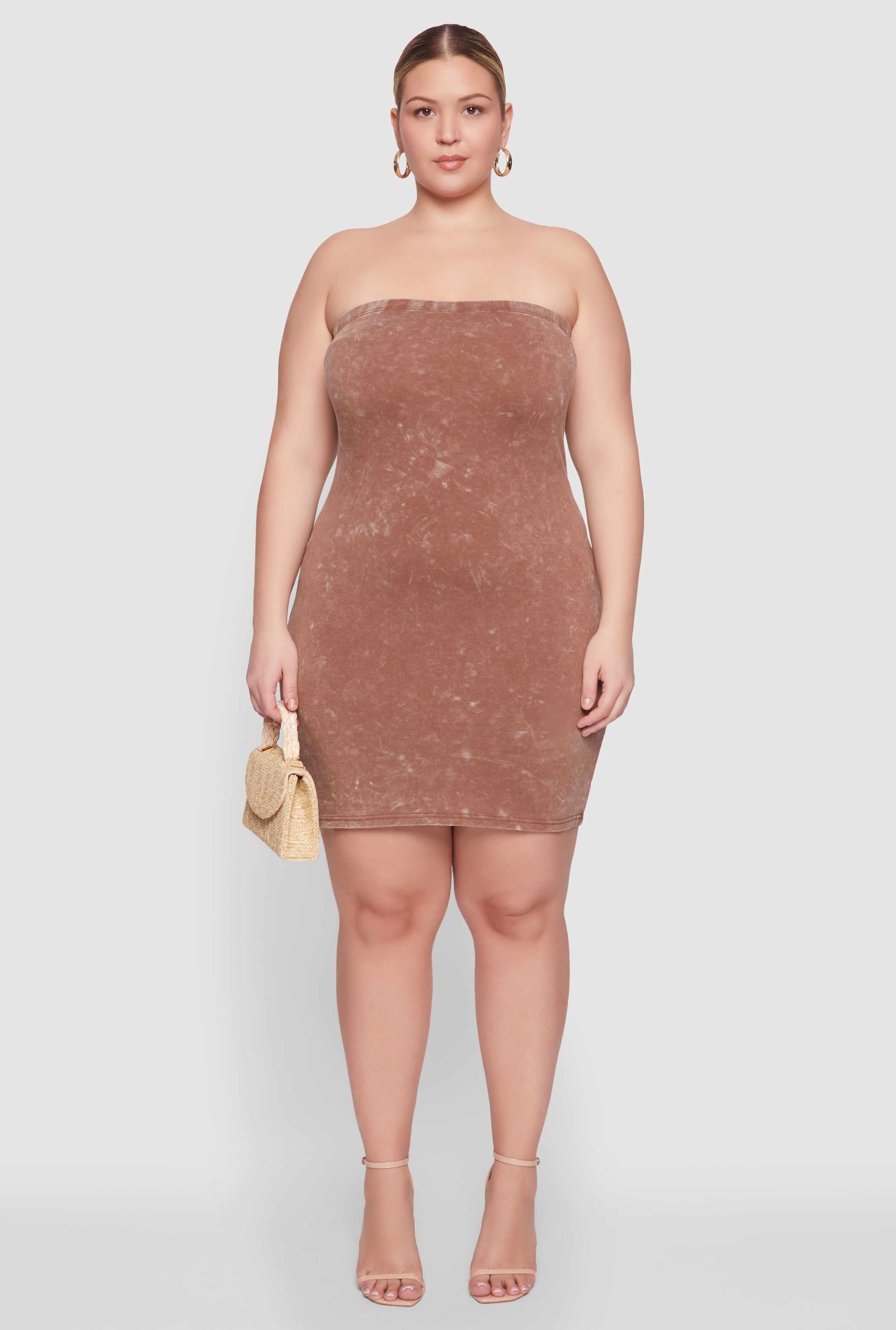 Plus Size Daisy Mineral Wash Mini Strapless Dress