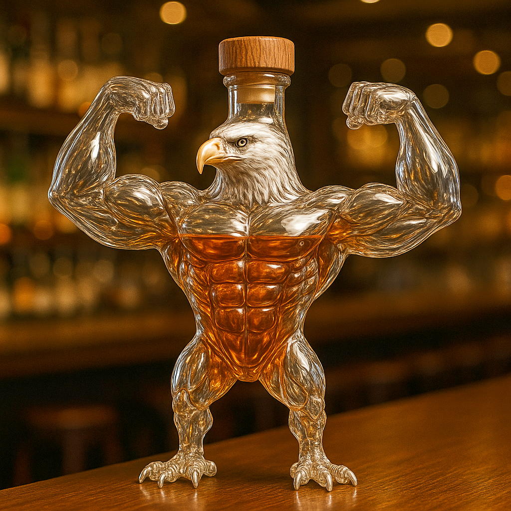 Bodybuilding Bald Eagle Whisky bottle