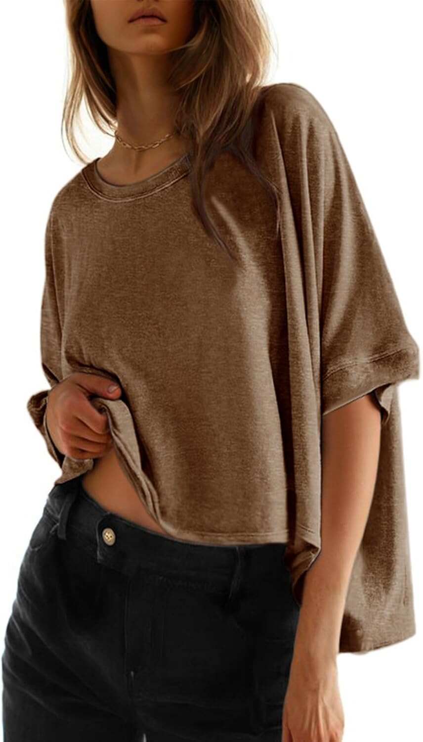 🔥 Last Day For Clearance!Summer Shirts 2026 Womens Solid T Shirts for Women Loose Oversized Tops Basic Tee