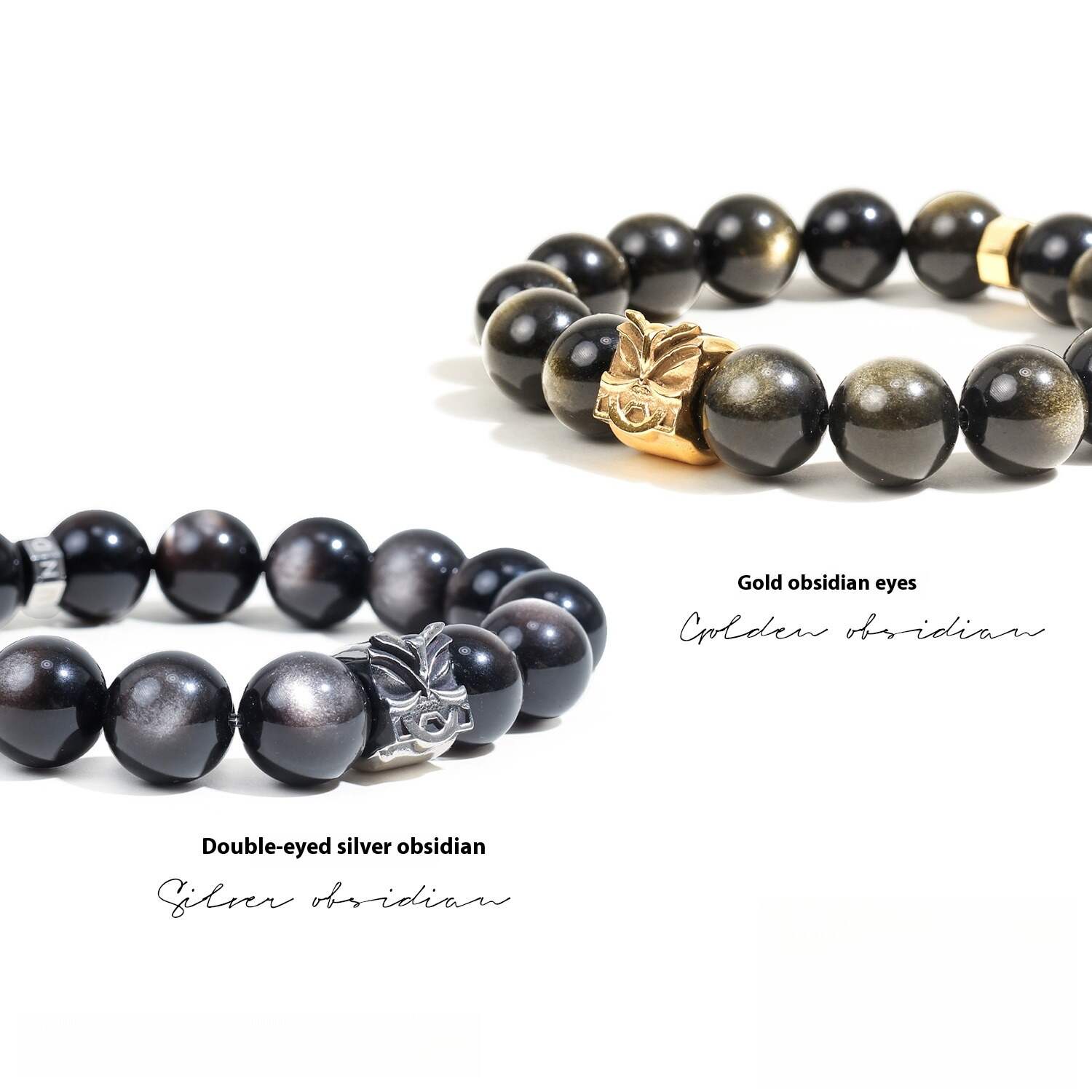 Obsidian and Gold Obsidian Pixiu Energy Bracelet for Attracting Wealth and Good Luck