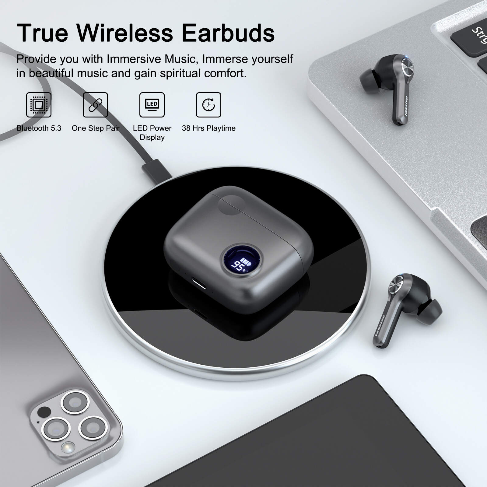 TONSTEP Wireless Noise-cancelling Hi-Fi Stereo Sound Earbuds 5.3