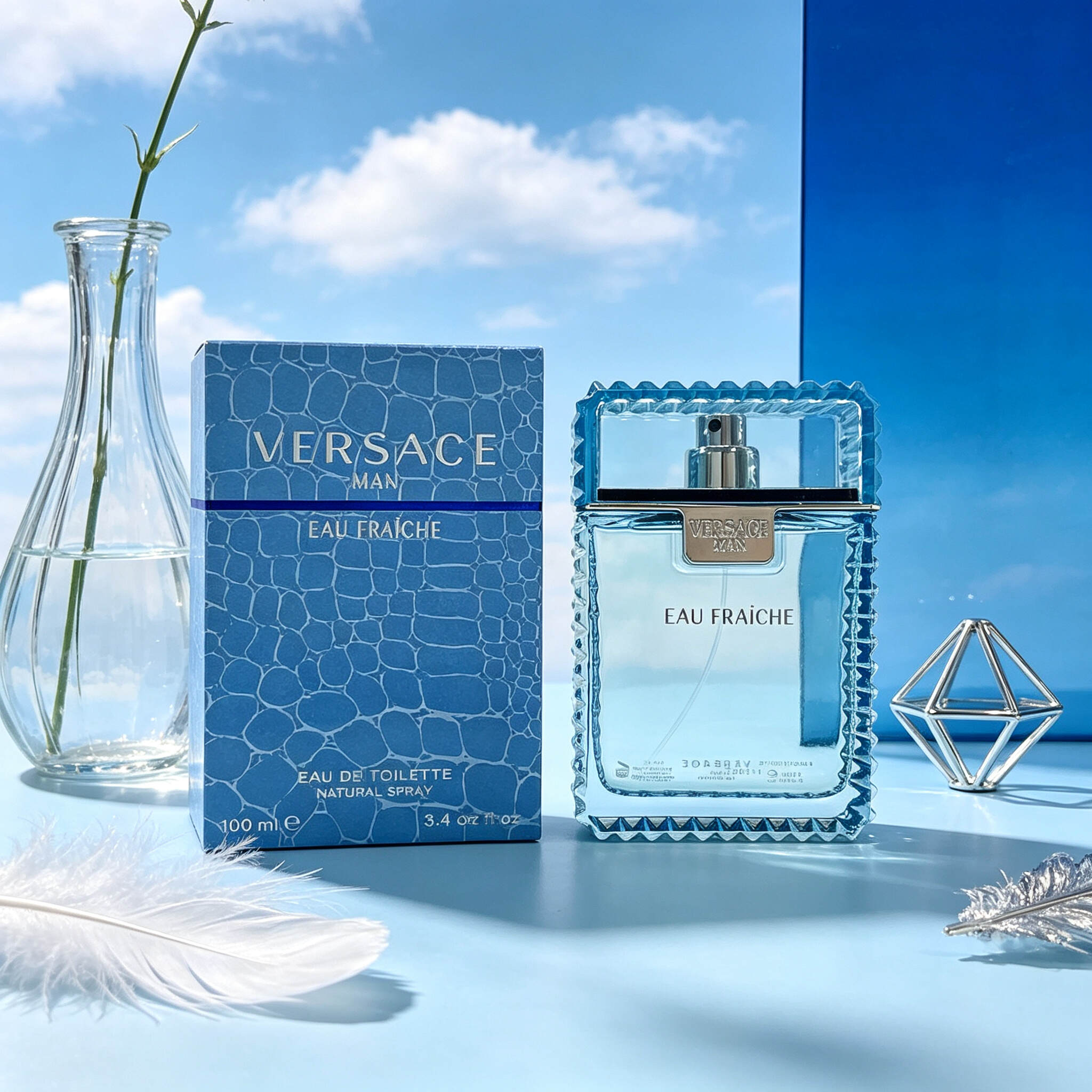 Versace Man Eau Fraiche EDT for Men Fresh Citrus Aquatic Woody Perfume 100ml