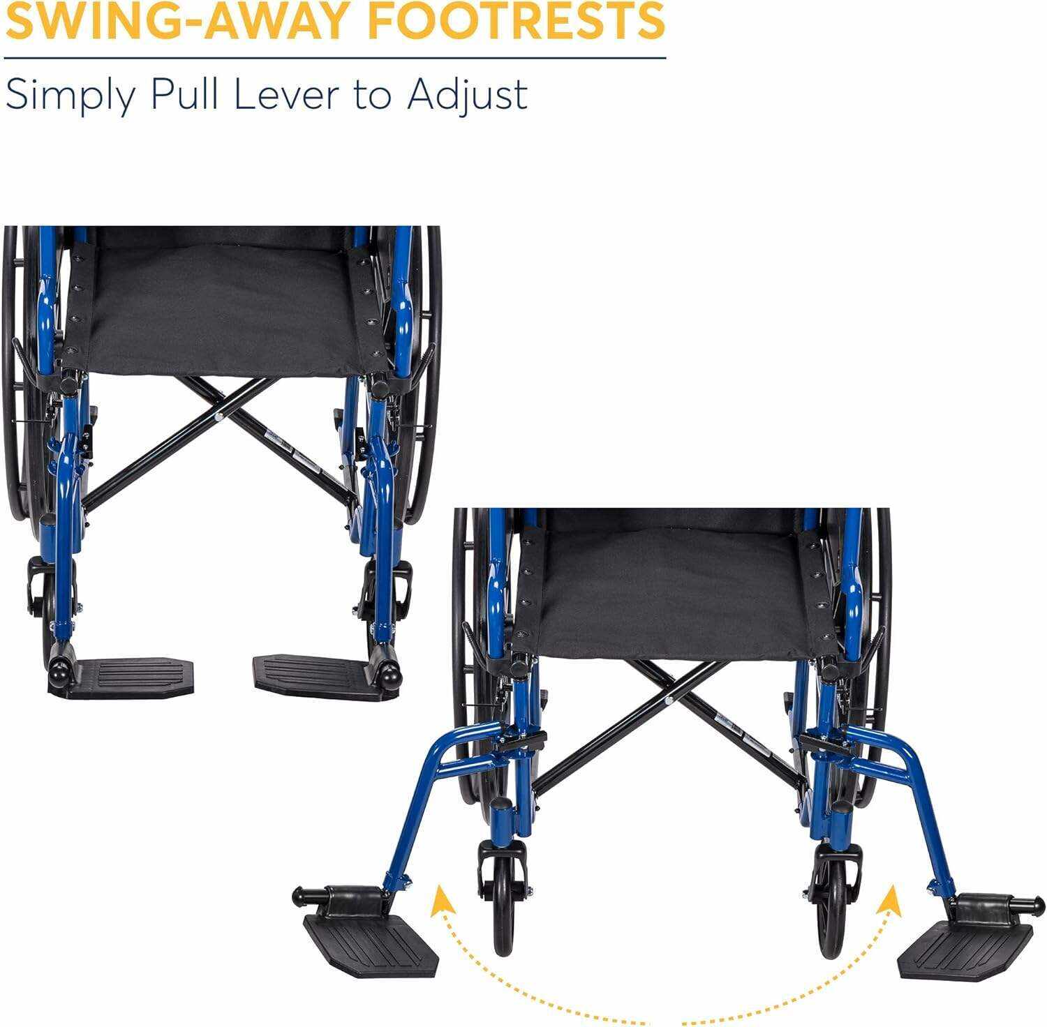 Drive Medical BLS18FBD-ELR Blue Streak Lightweight Wheelchair with Swing-Away Elevating Leg Rests and Flip-Back Arms