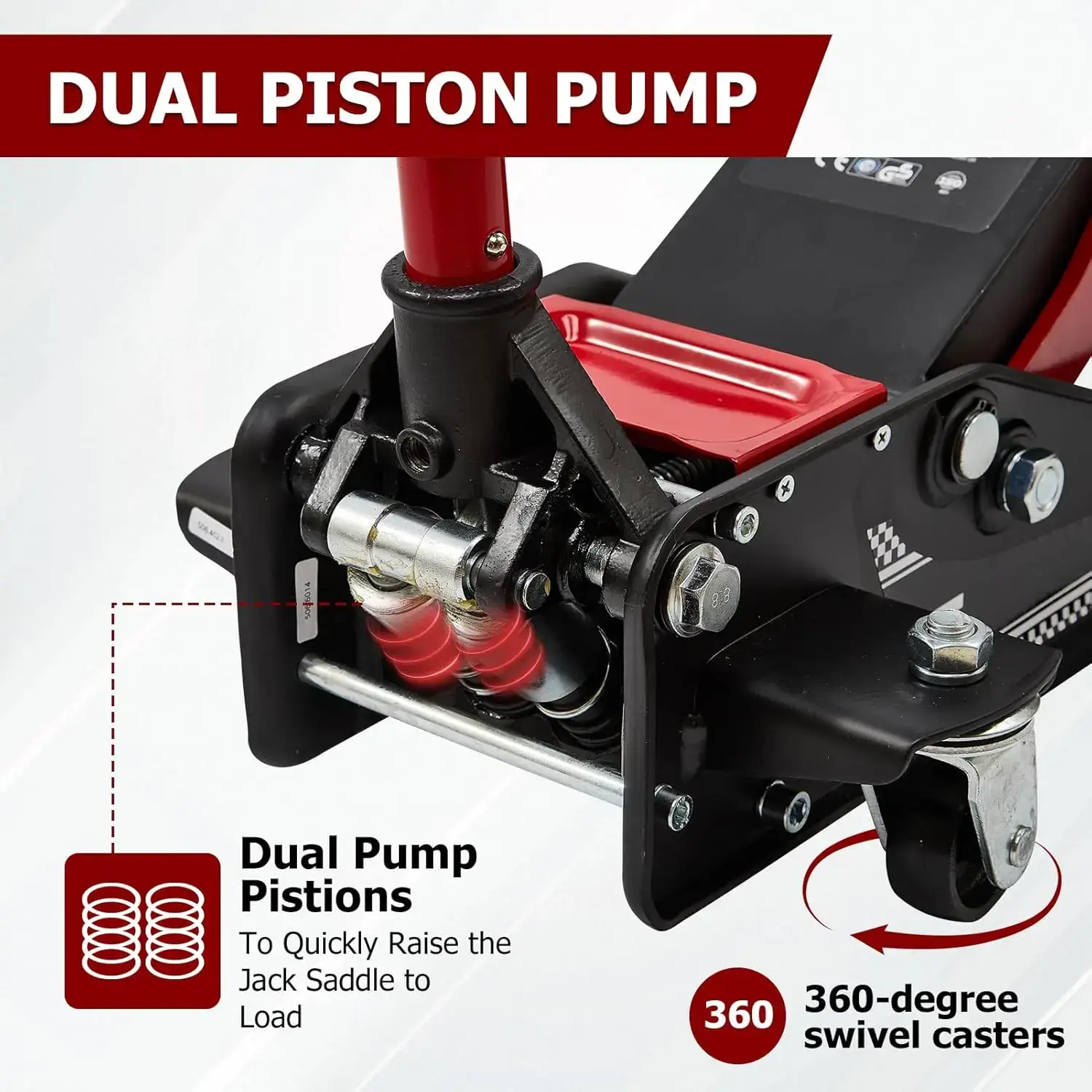 3 Ton Low Profile, Heavy-Duty Steel Racing Floor Jack with Dual Pistons Quick Lift Pump, with Lug Wrench Lifting Range 3.35