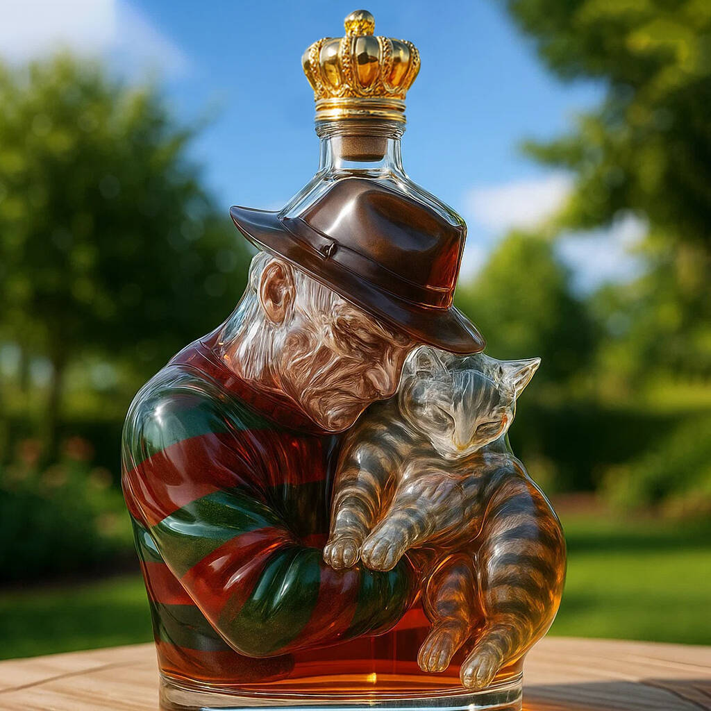 Classic horror movie characters＆Cat Whiskey bottle