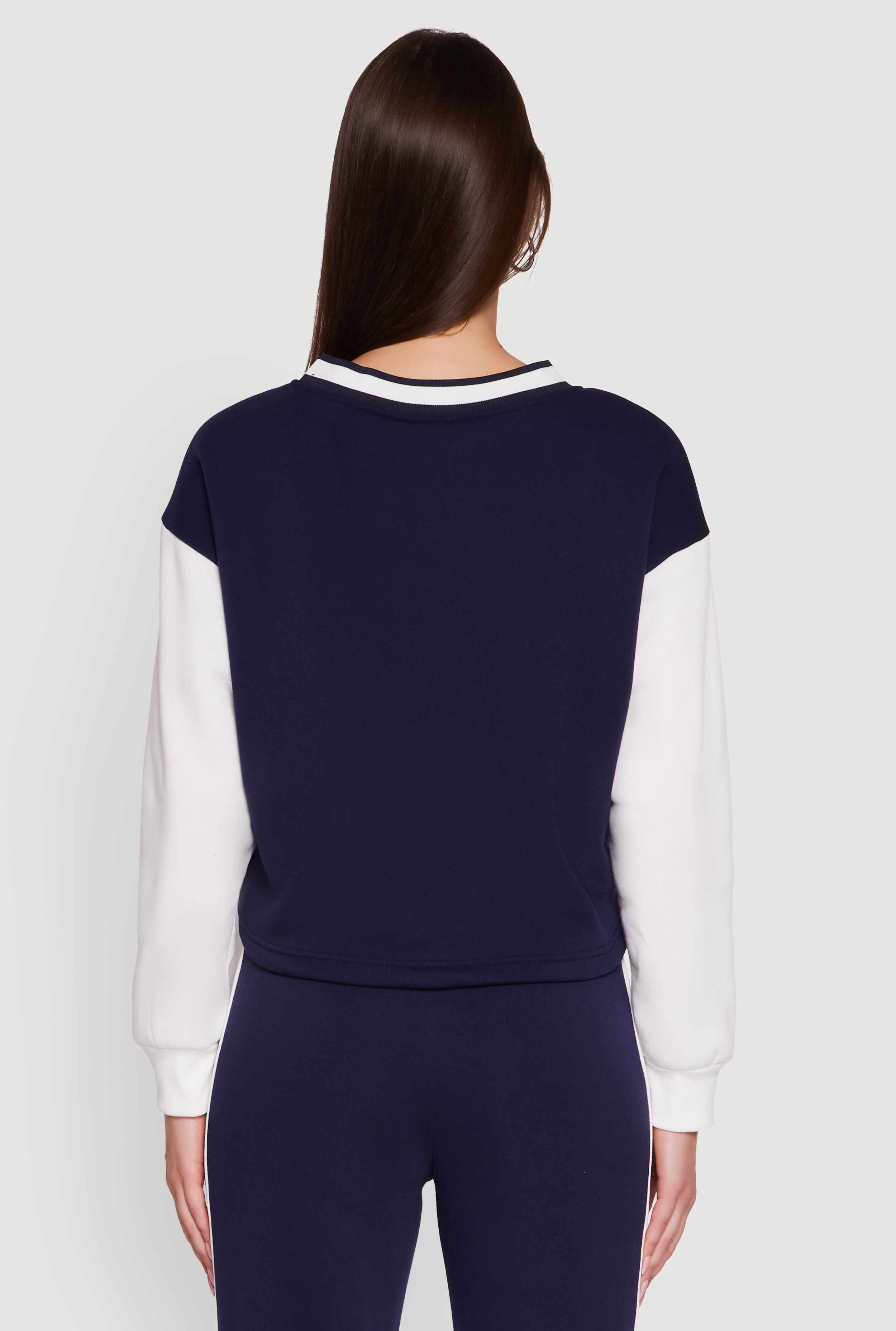 Graphic Varsity Stripe Pull Over Sweatshirt