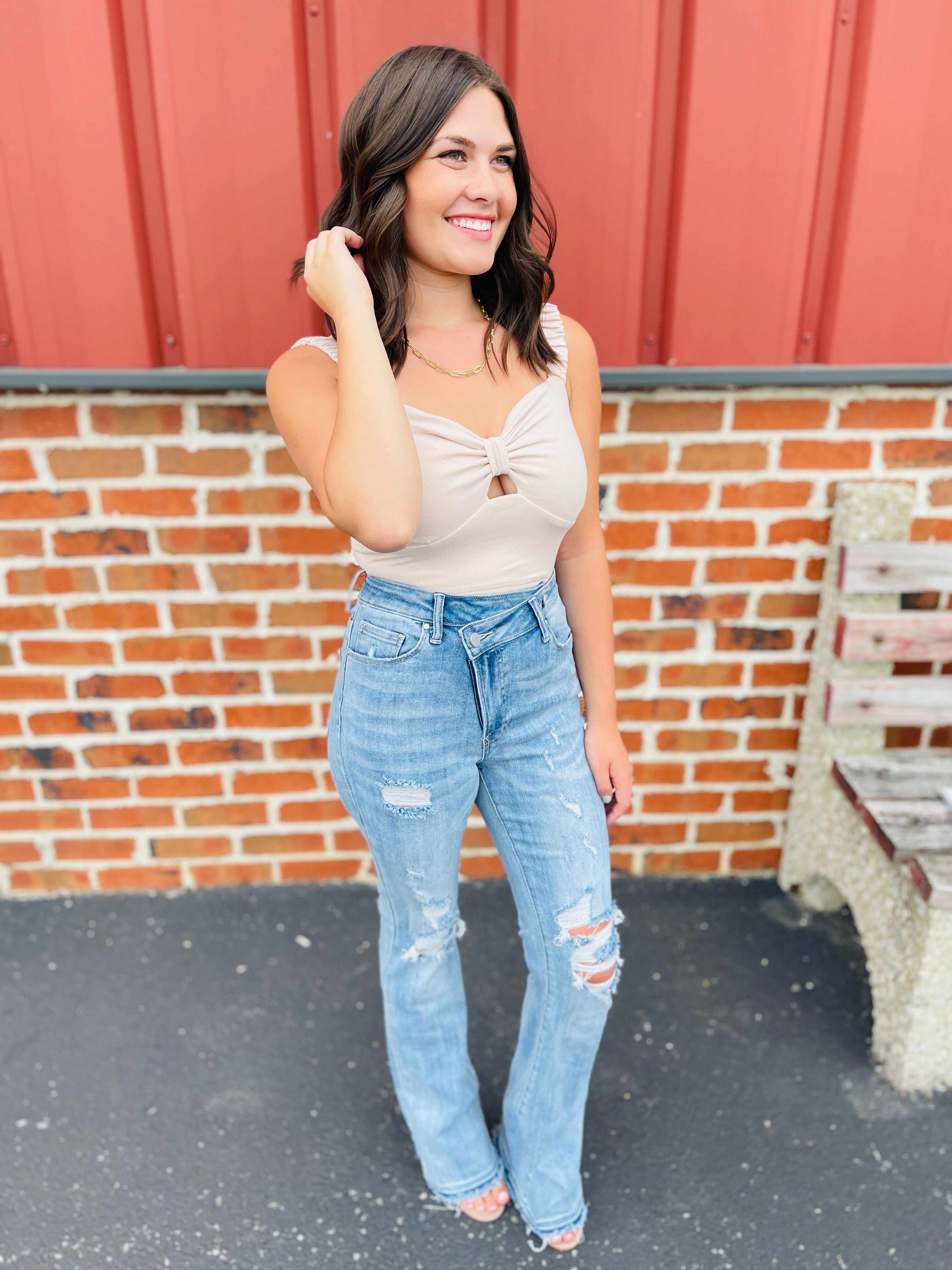 Risen Plus/Reg Make Them Stare Crossover Flare Jeans