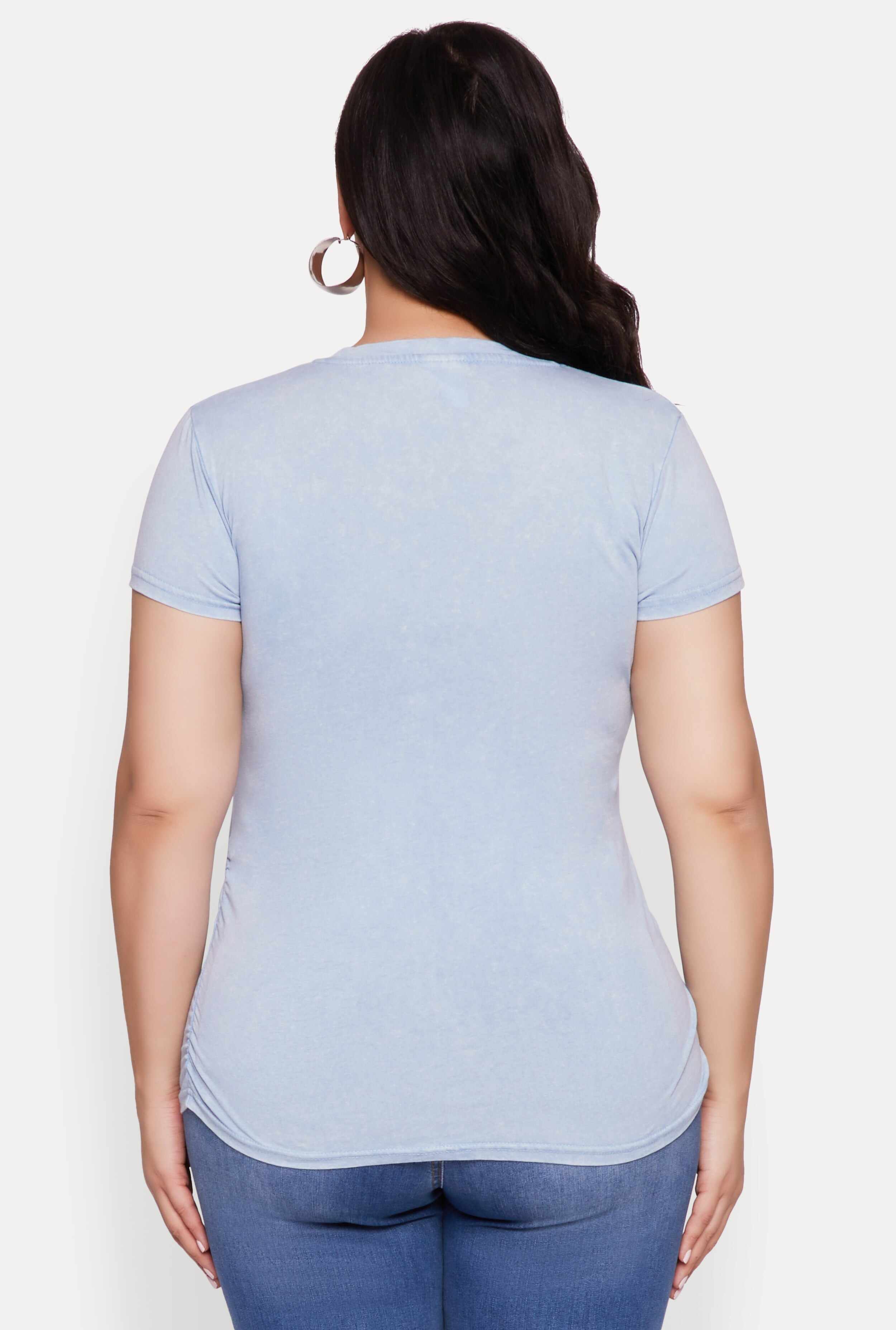 Plus Size Mineral Wash Faith Over Fear Graphic Tee