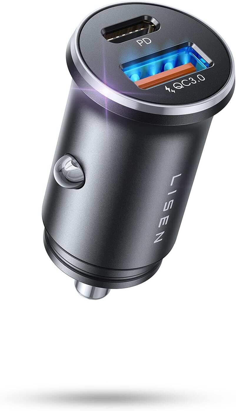 Car Charger USB C, 54W Super Fast Car Charger Adapter, LISEN All-Metal Cigarette Lighter Adapter, Dual Port PD 36W/12V USB C Car Charger Plug for iPhone 15 14 13 12 Pro Max, Samsung Galaxy, Pixel 7