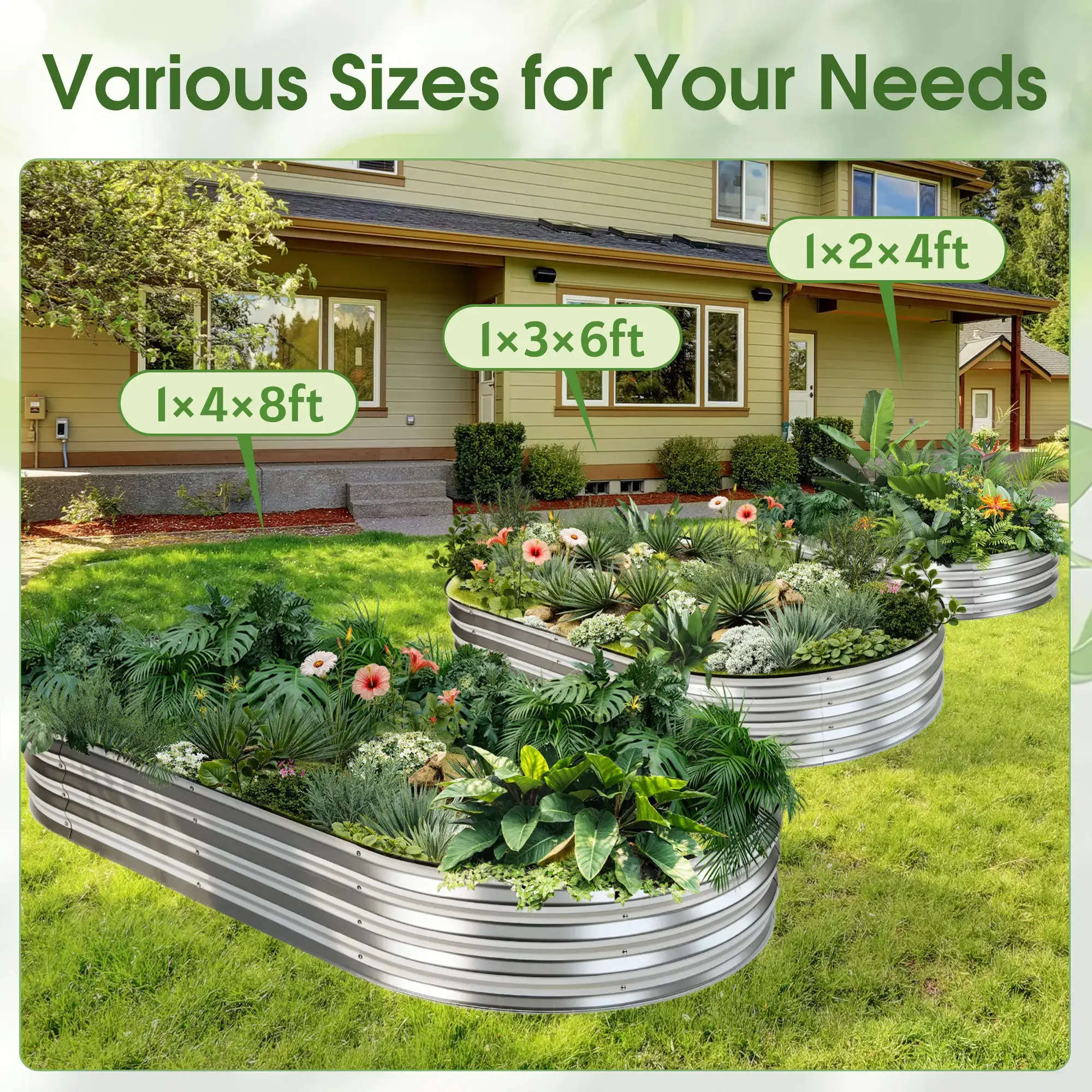 Raised Garden Bed, Outdoor Planter Box with Open Bottom Design, Metal Large Garden Bed for Vegetables, Herbs & Flowers, Rustproof for Backyard & Patio, Silver
