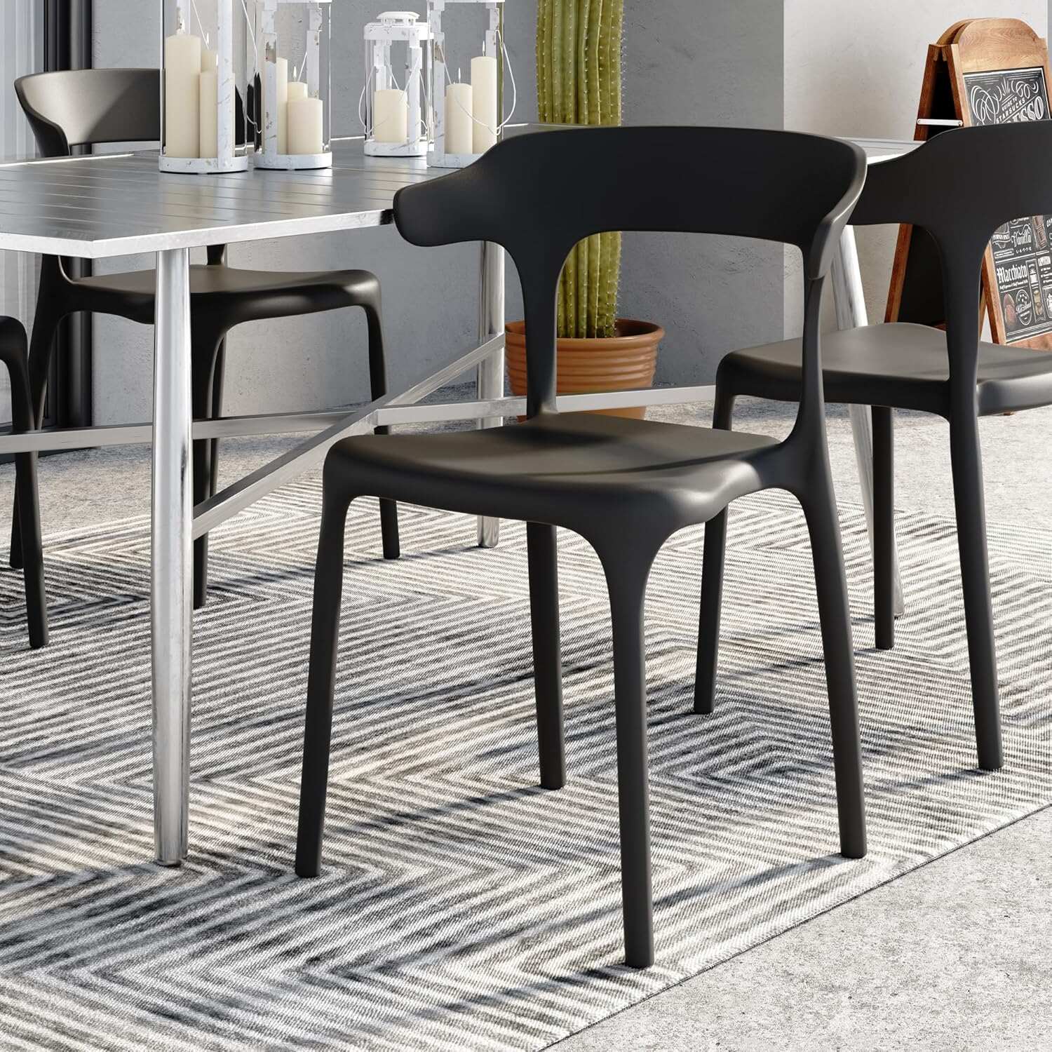 VECELO 4 Pack Plastic Stacking Chairs