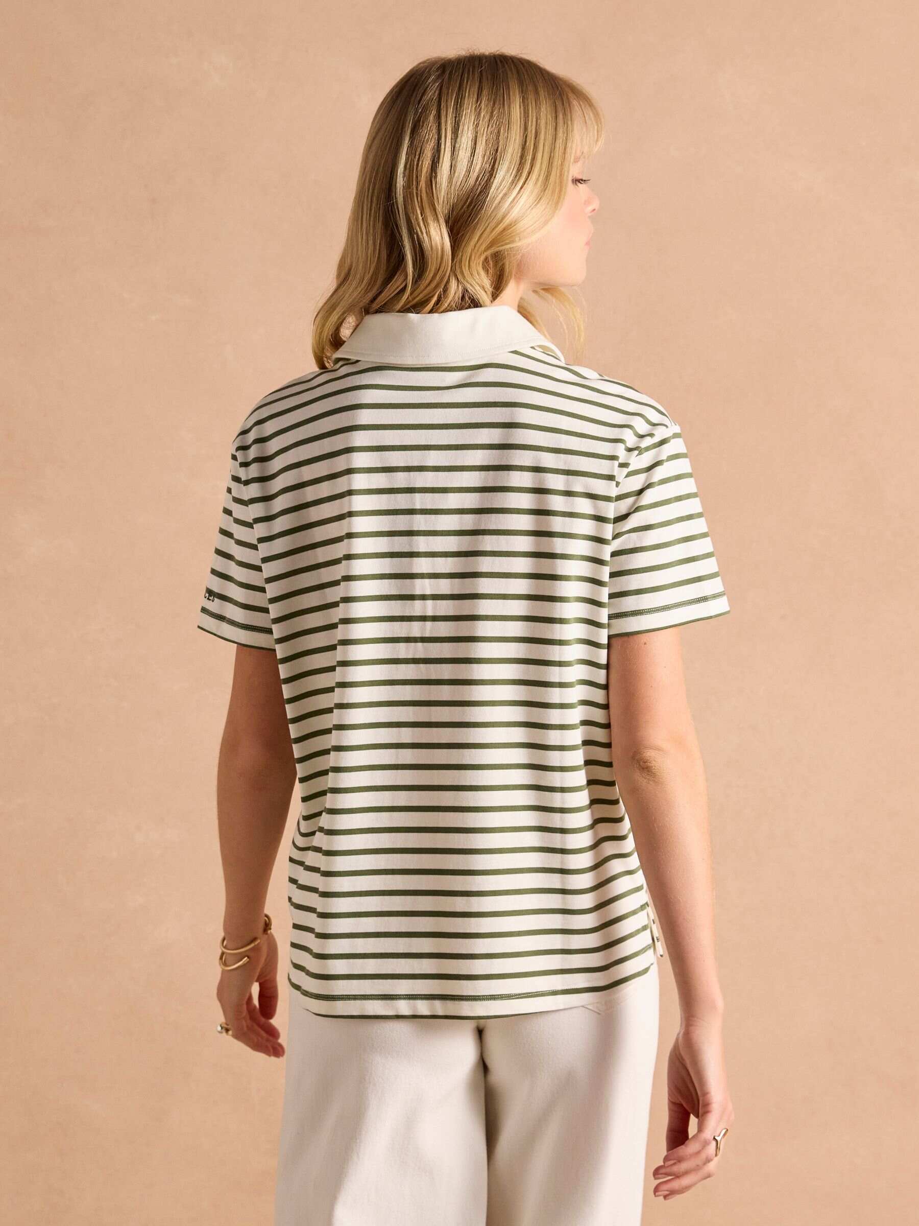Tallie Pink/White Short Sleeve Combed 100% Cotton Collared Top