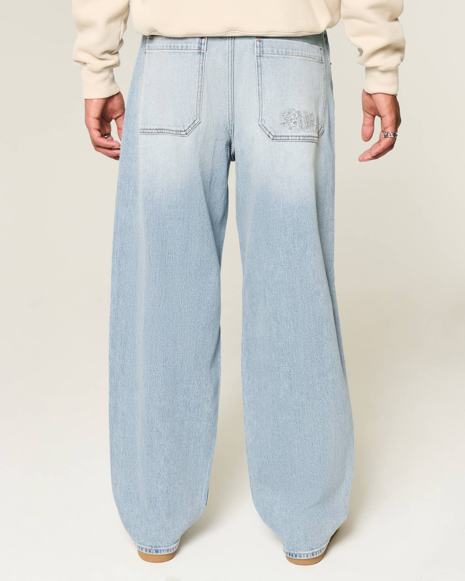 Medium Wash Skater Baggy Jeans