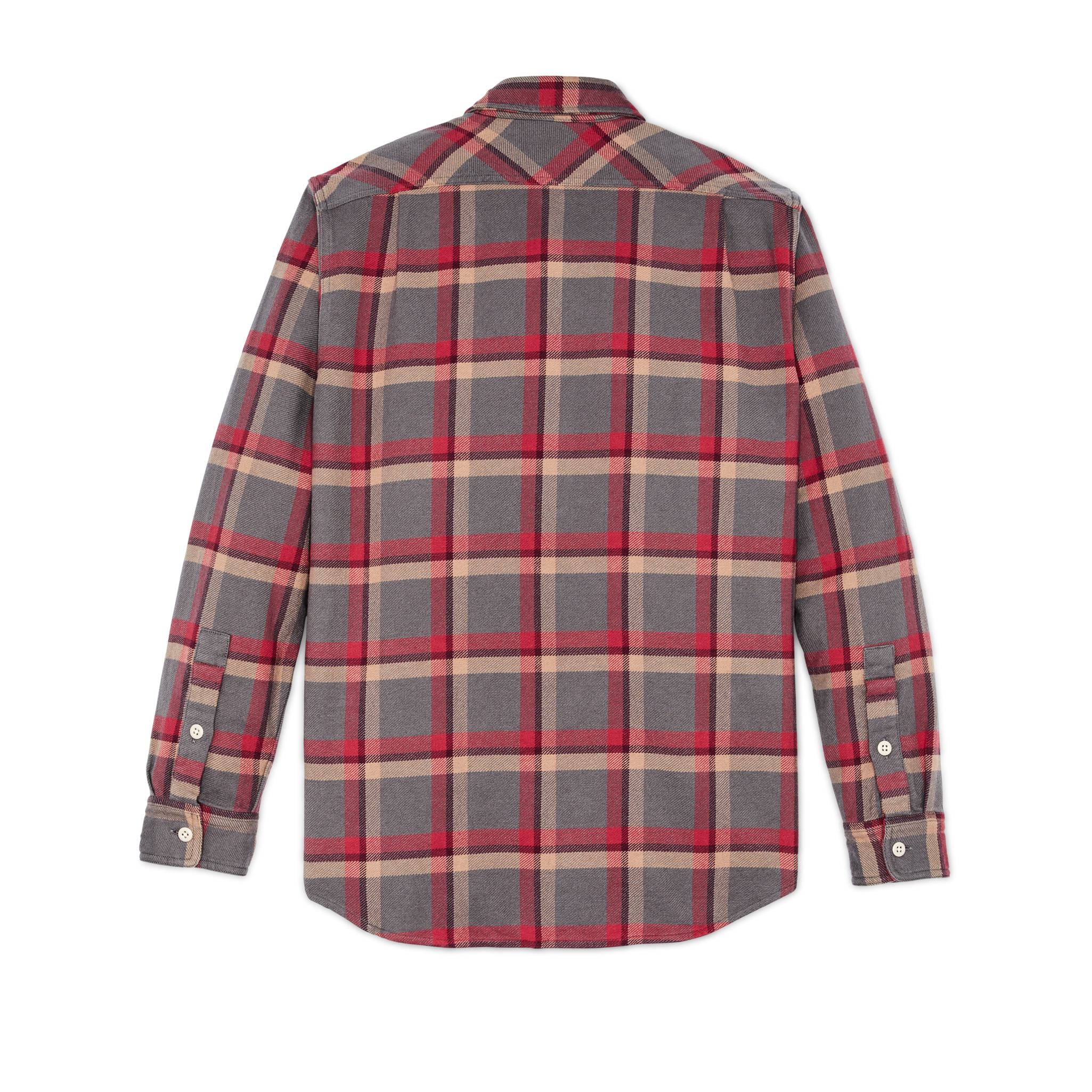 Vintage Flannel Work Shirt - Gray / Red / Multi Plaid