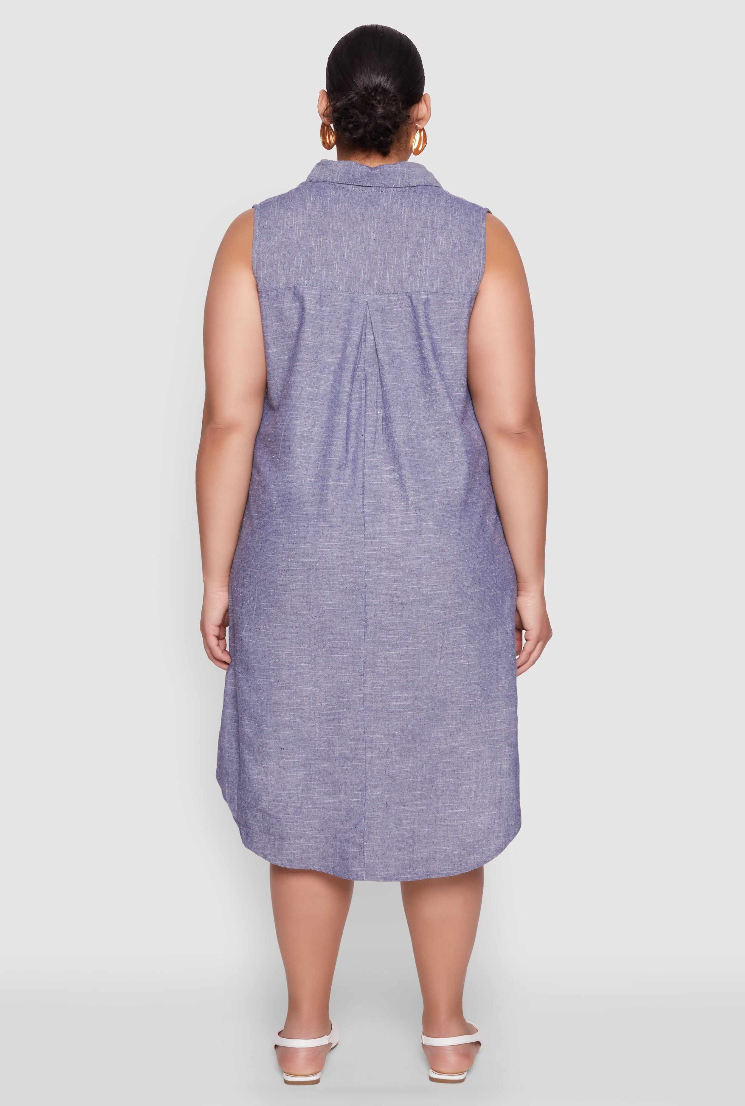 Plus Size Marled Chambray Midi Dress