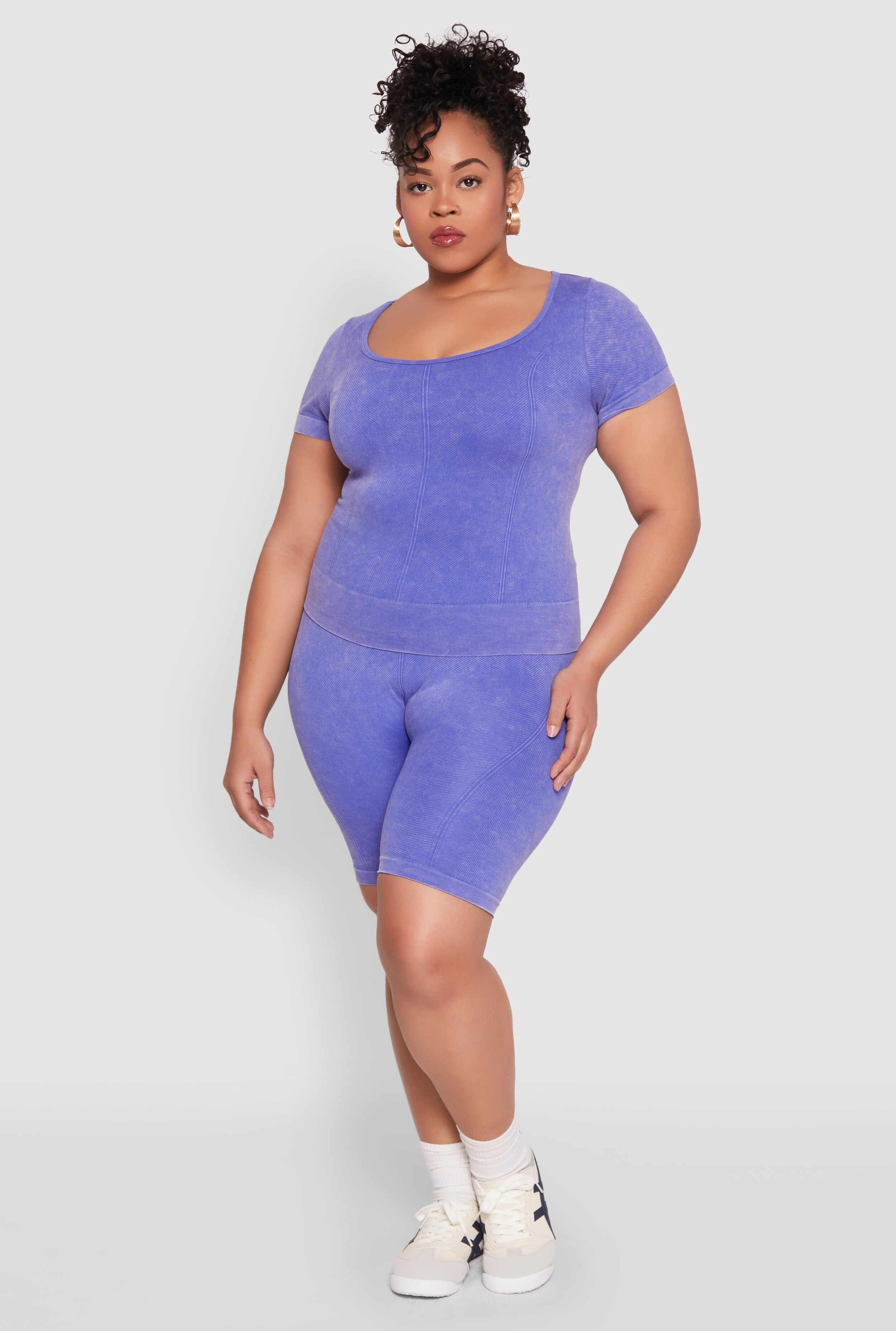Plus Size Mineral Wash Scoop Neck Tee
