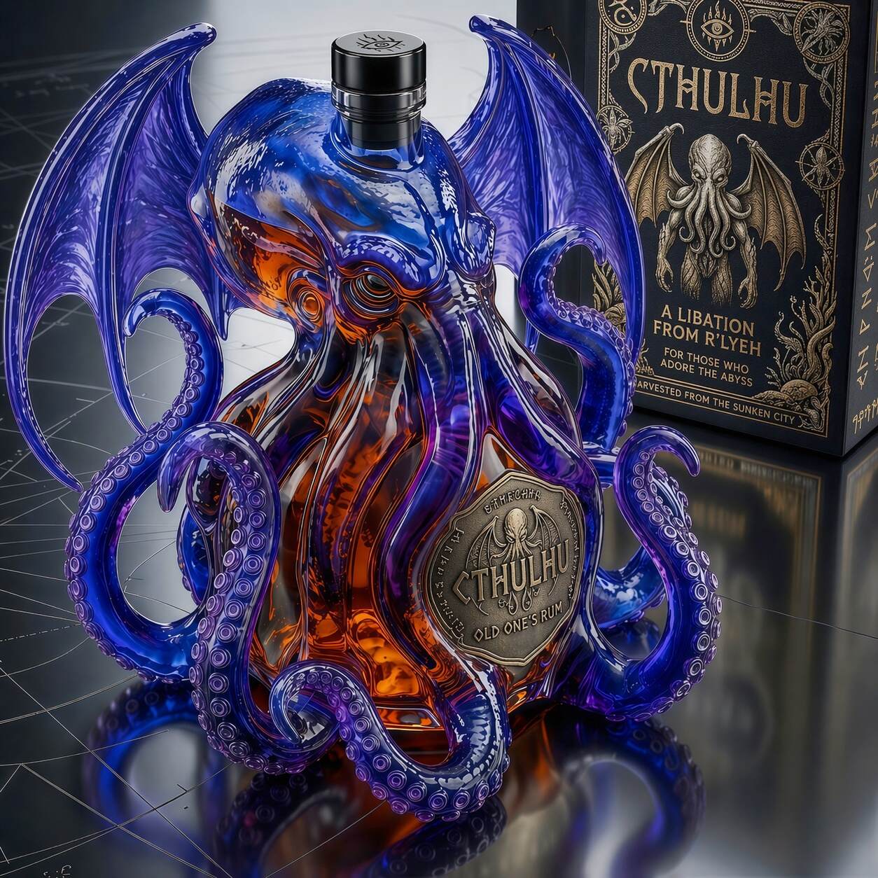 The Cthulhu Black Spiced Rum 3D Sculpted Cthulhu Collector's Edition Bottle