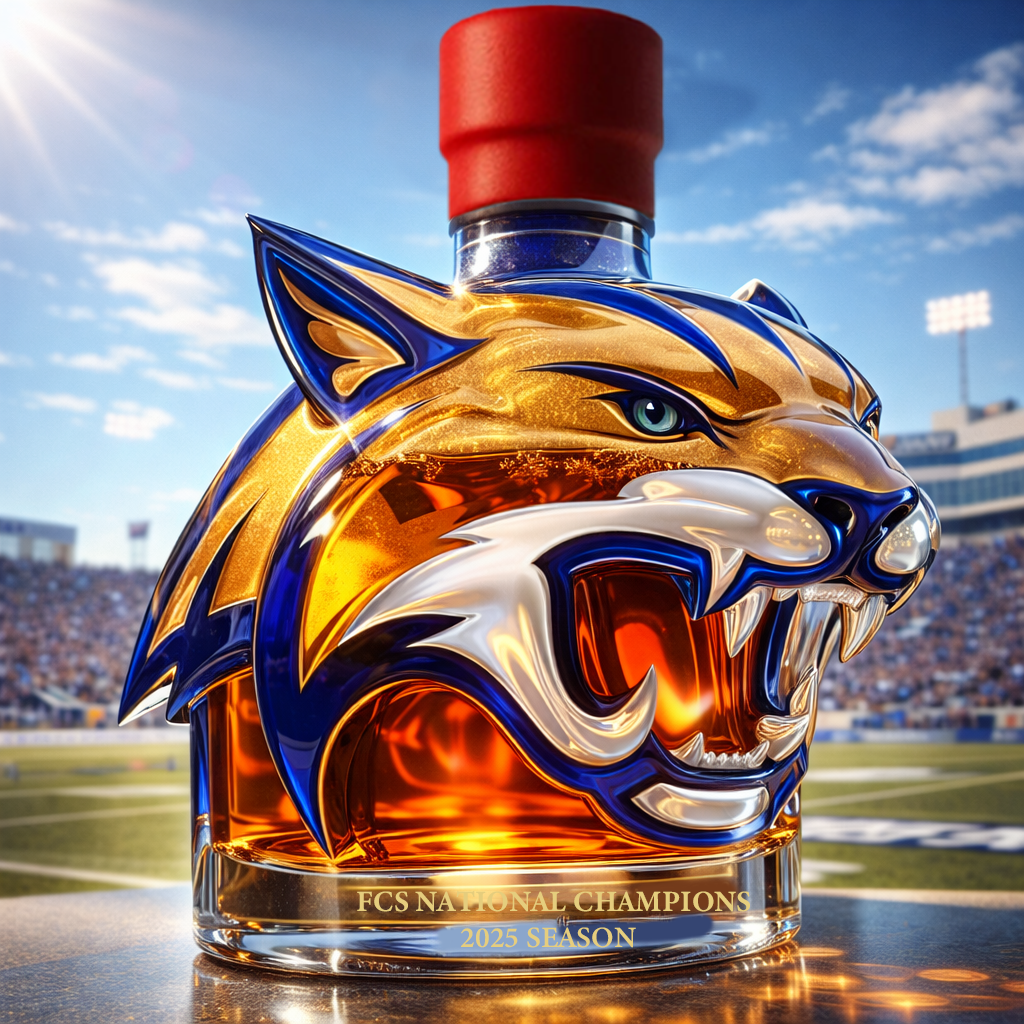 Montana State Bobcats FCS Champion Whiskey Bottle