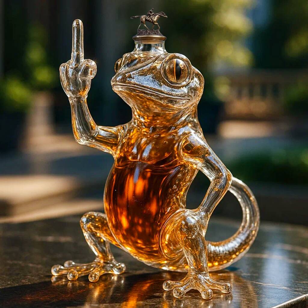 Middle Finger Gecko Whiskey Bottle