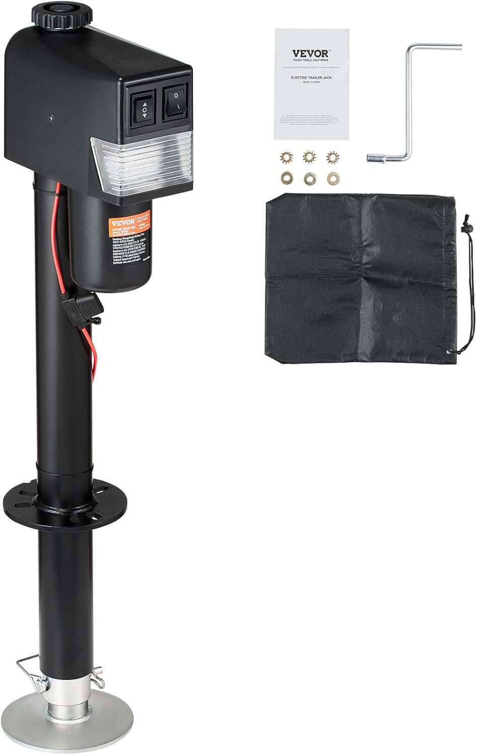 Electric Trailer Jack, 5000 lbs, Heavy Duty RV Electric Power Tongue Jack with 2 Way Connector, Manual Crank Handle & Weatherproof Jack Cover, 10