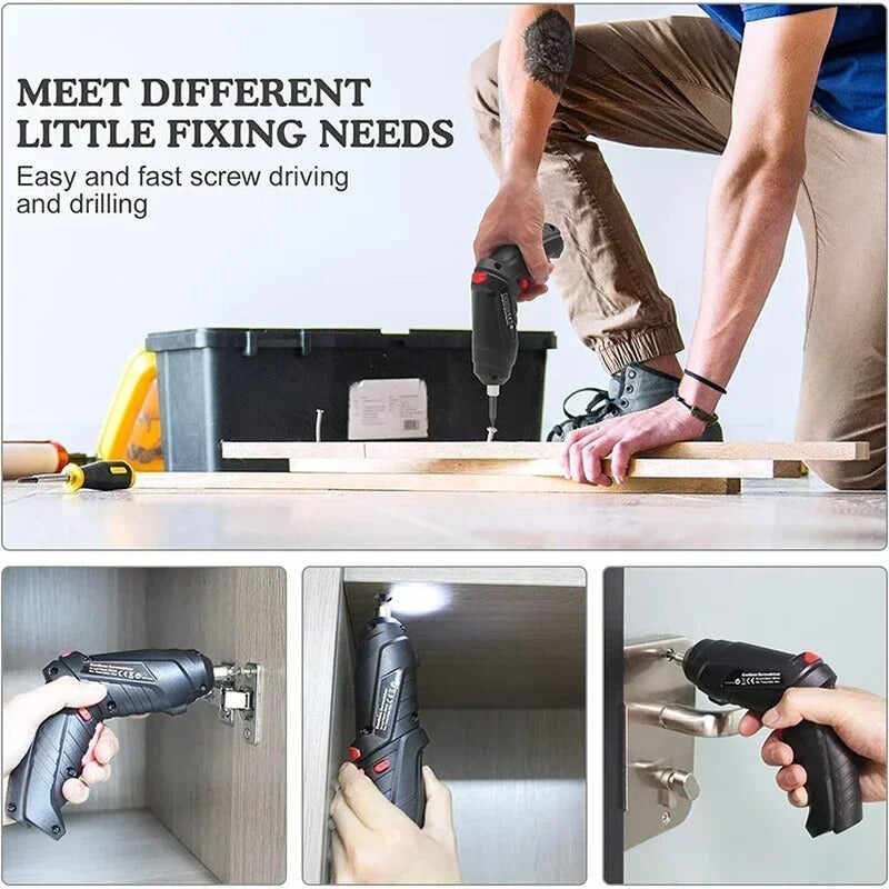 Cordless Electric Screwdriver Set 3.6V - 47-in-1 Power Tool Kit