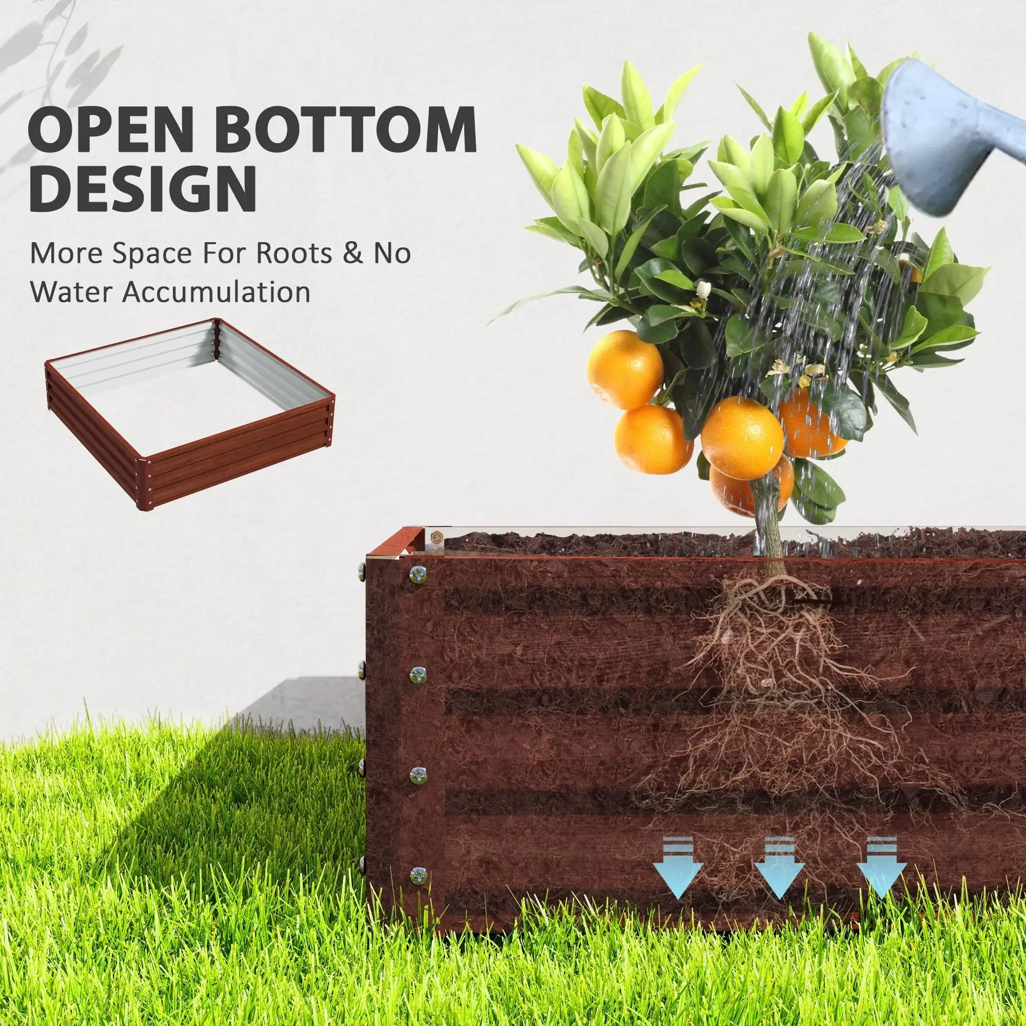 Outsunny Raised Garden Bed Box with Weatherized Steel Frame for Vegetables, Flowers, Plants and Herbs