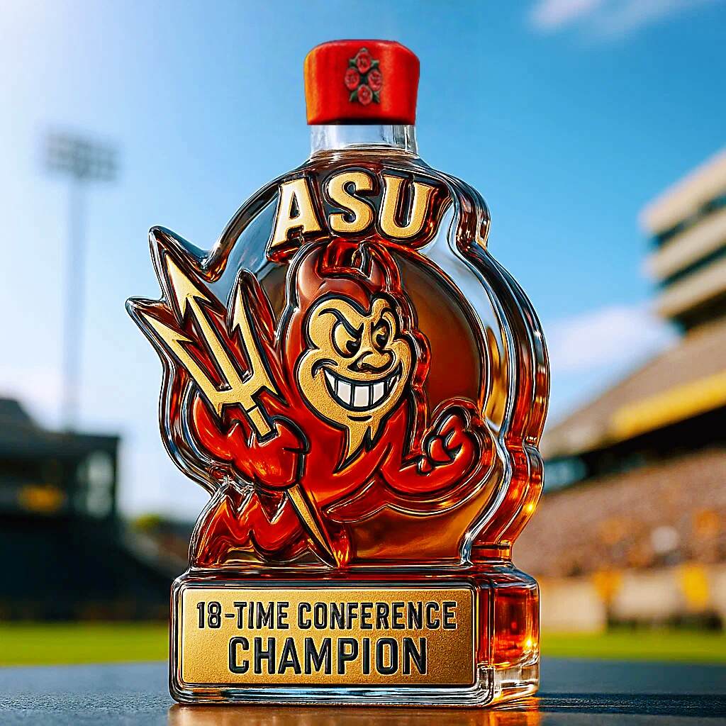 Arizona State Sun Devils 18-time Conference Champion Whiskey Bottle