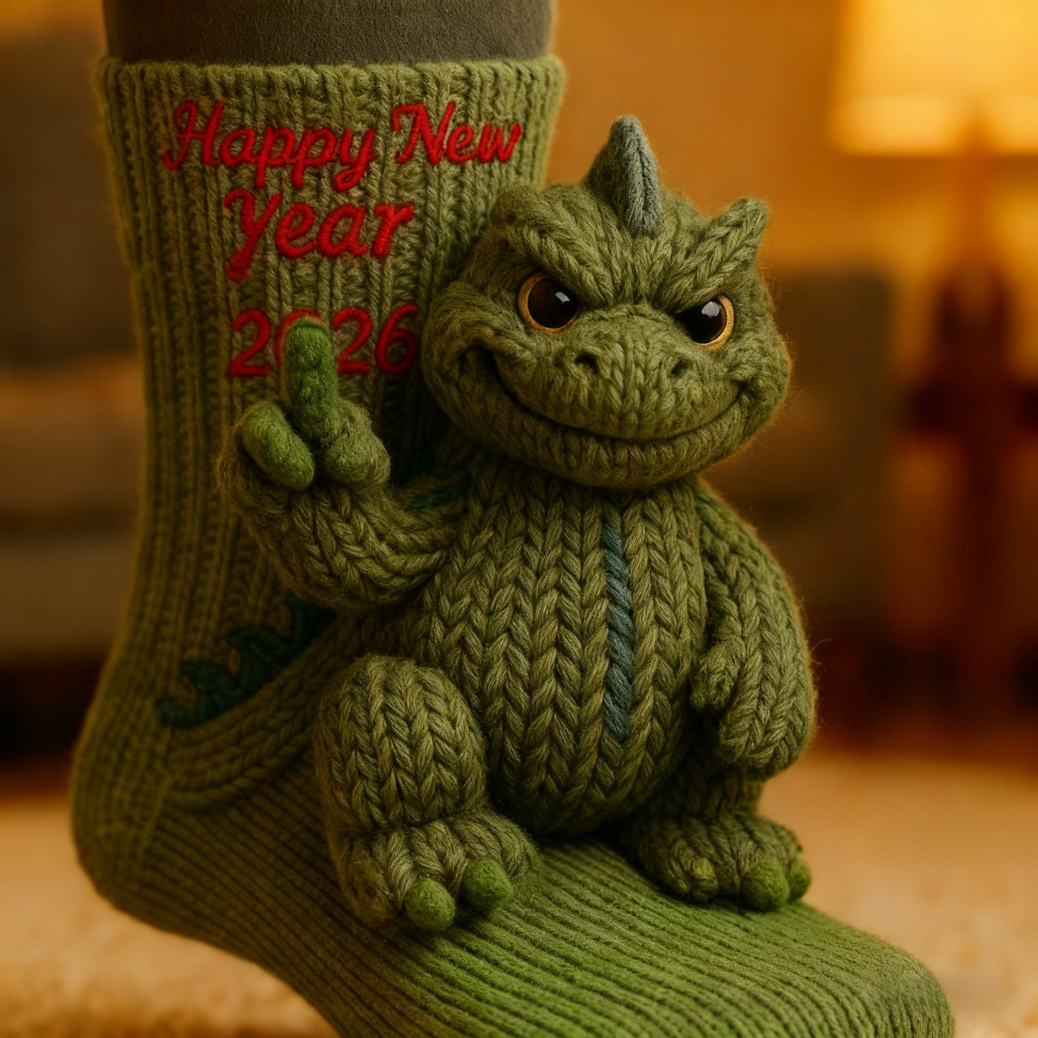 🦖 Godzilla Knit Socks · Happy New Year 2026 Edition