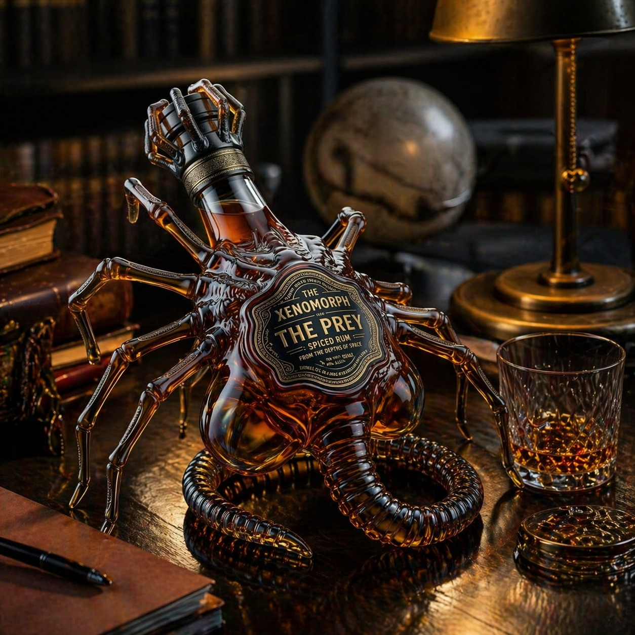 The Alien Facehugger Black Spiced Rum 3D Sculpted Facehugger Collector's Edition Bottle