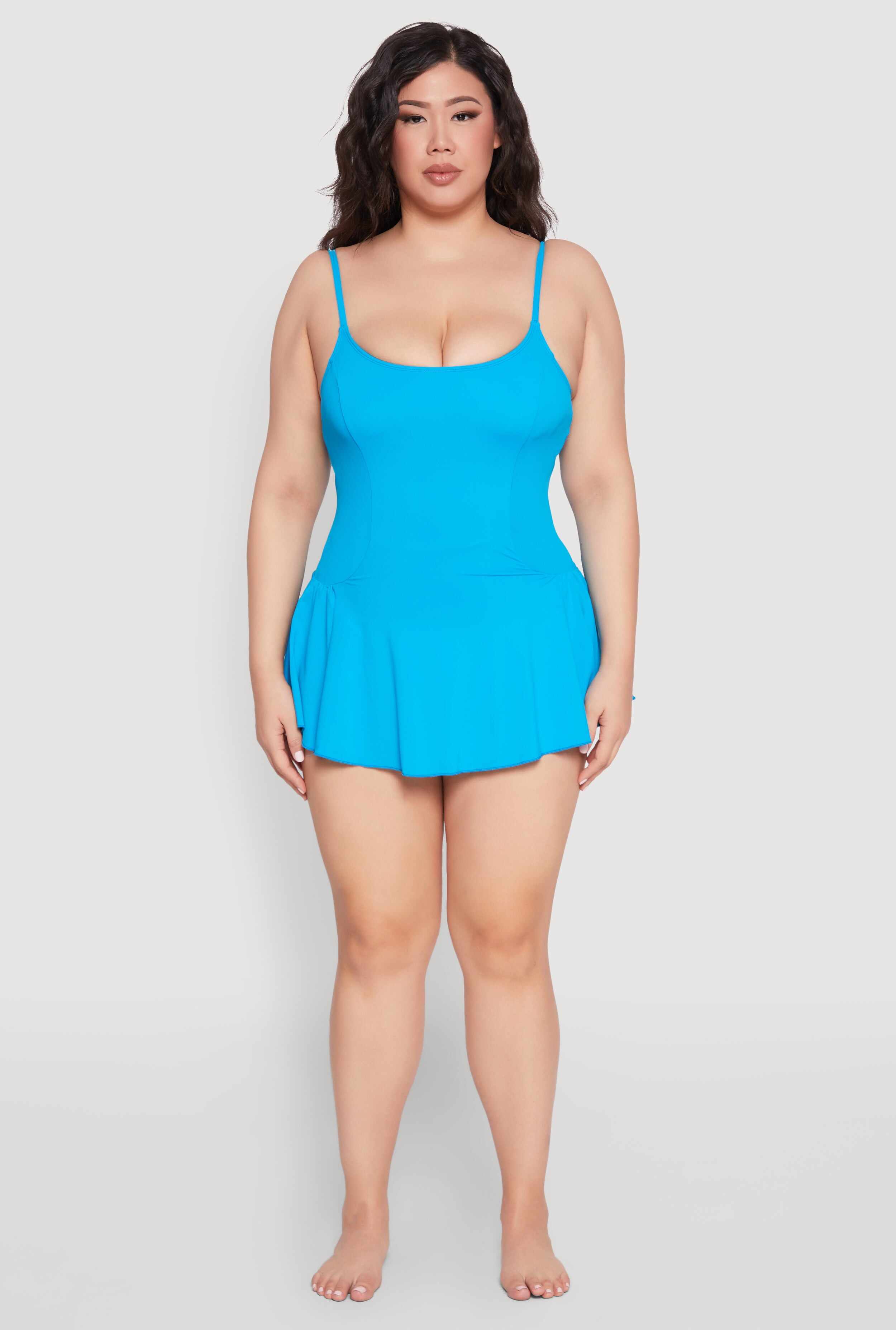 Plus Size Scoop Neck Swim Dress