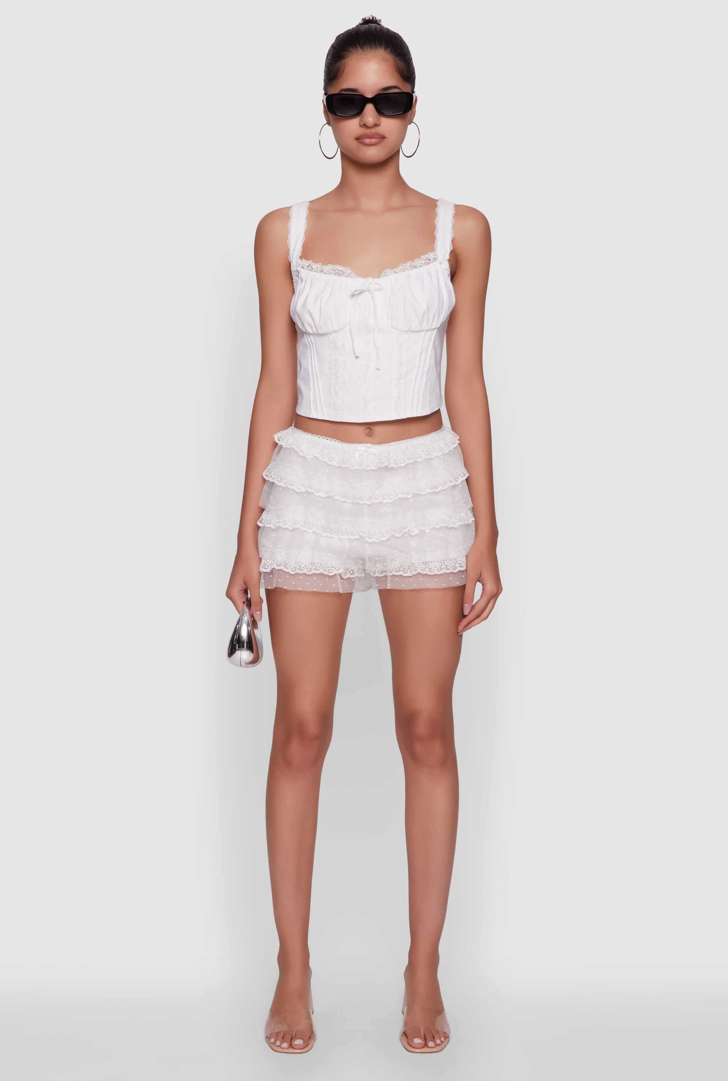 Iris Mesh Lace Tiered Shorts