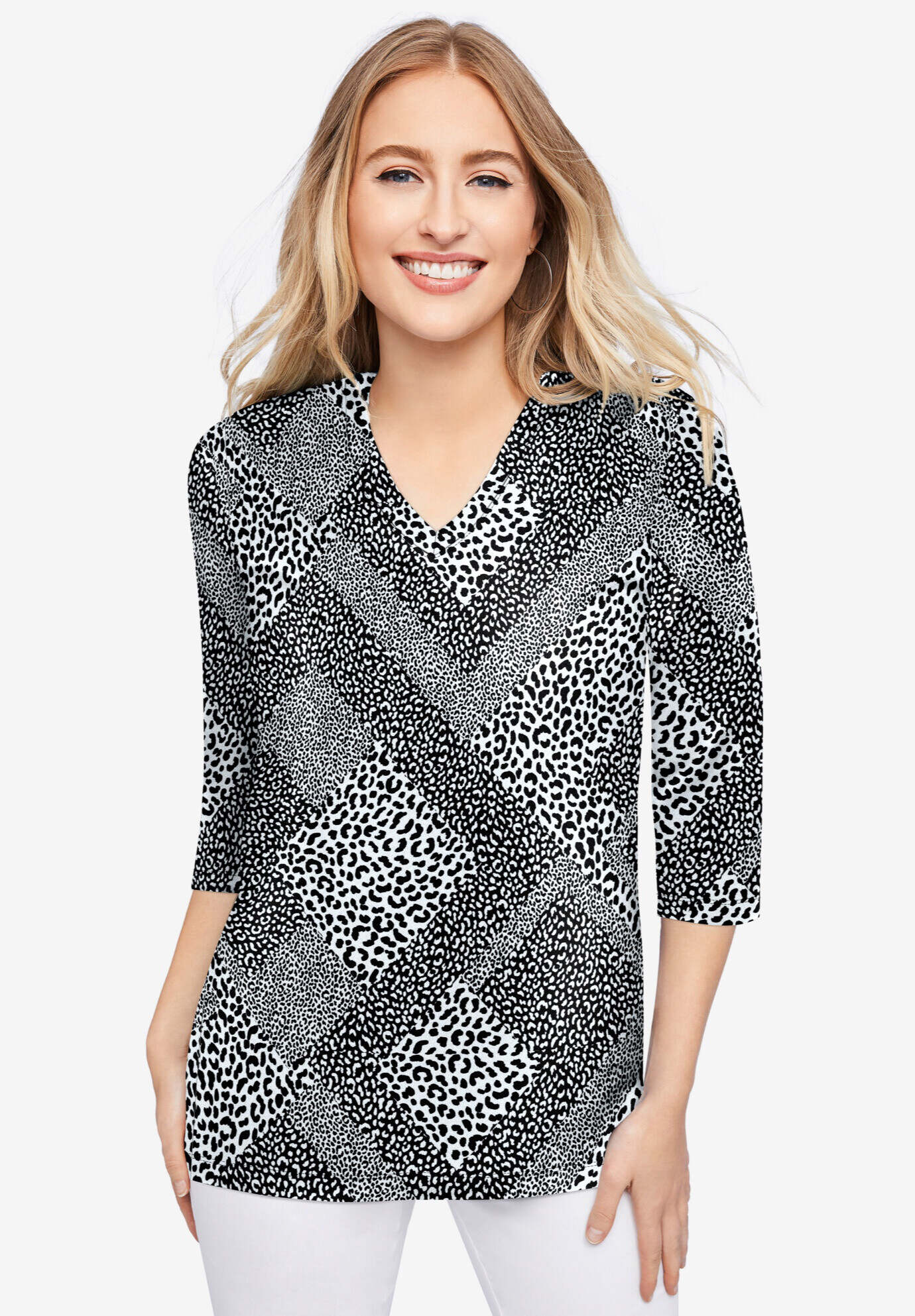 Stretch Cotton V-Neck Tee