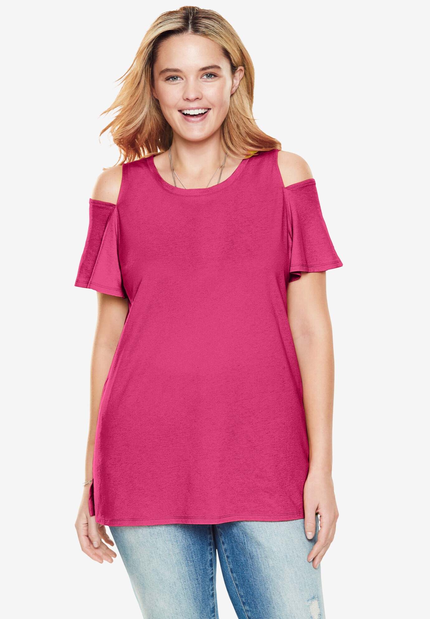 Short-Sleeve Cold-Shoulder Tee