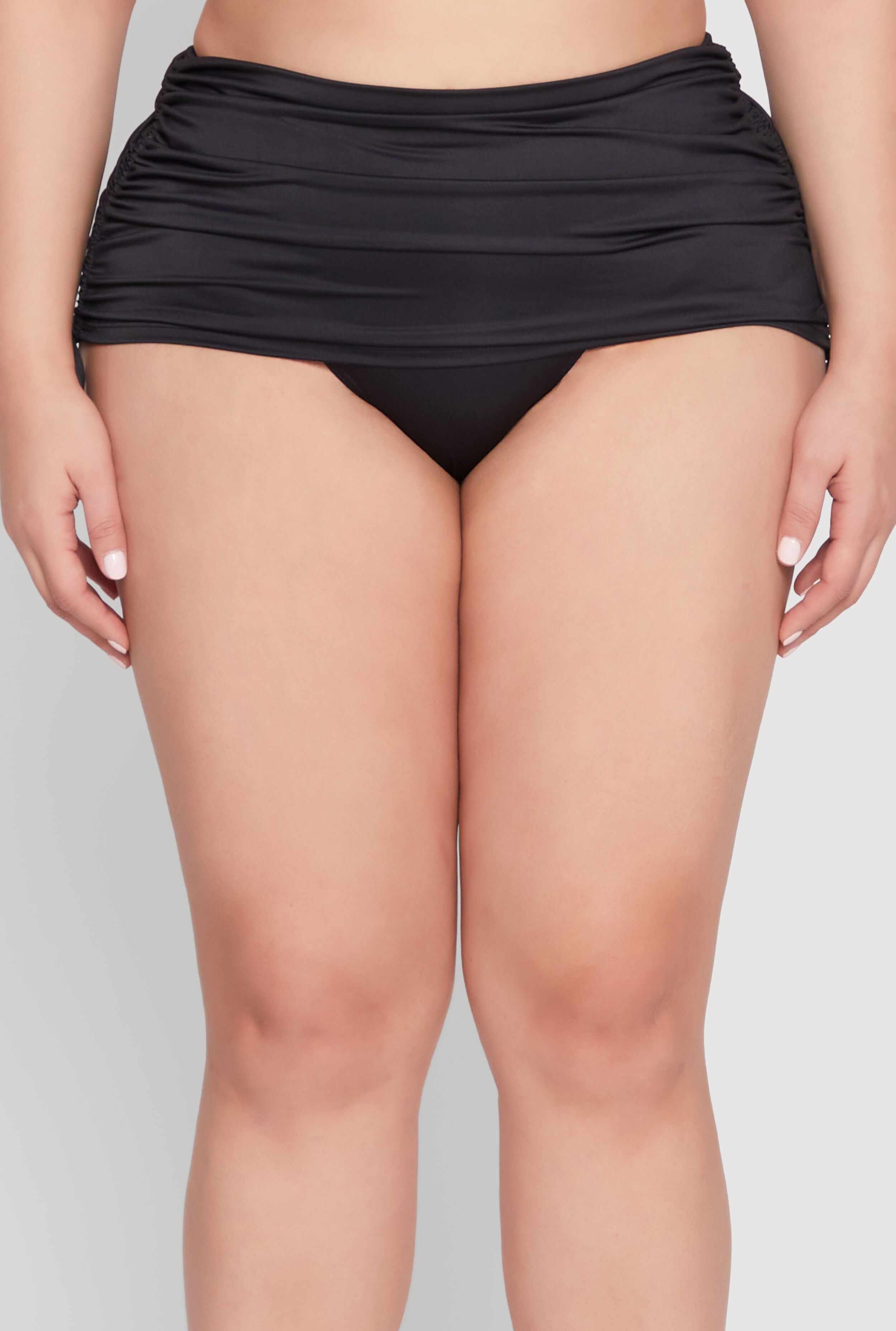 Plus Size Ruched Drawstring Swim Skirt