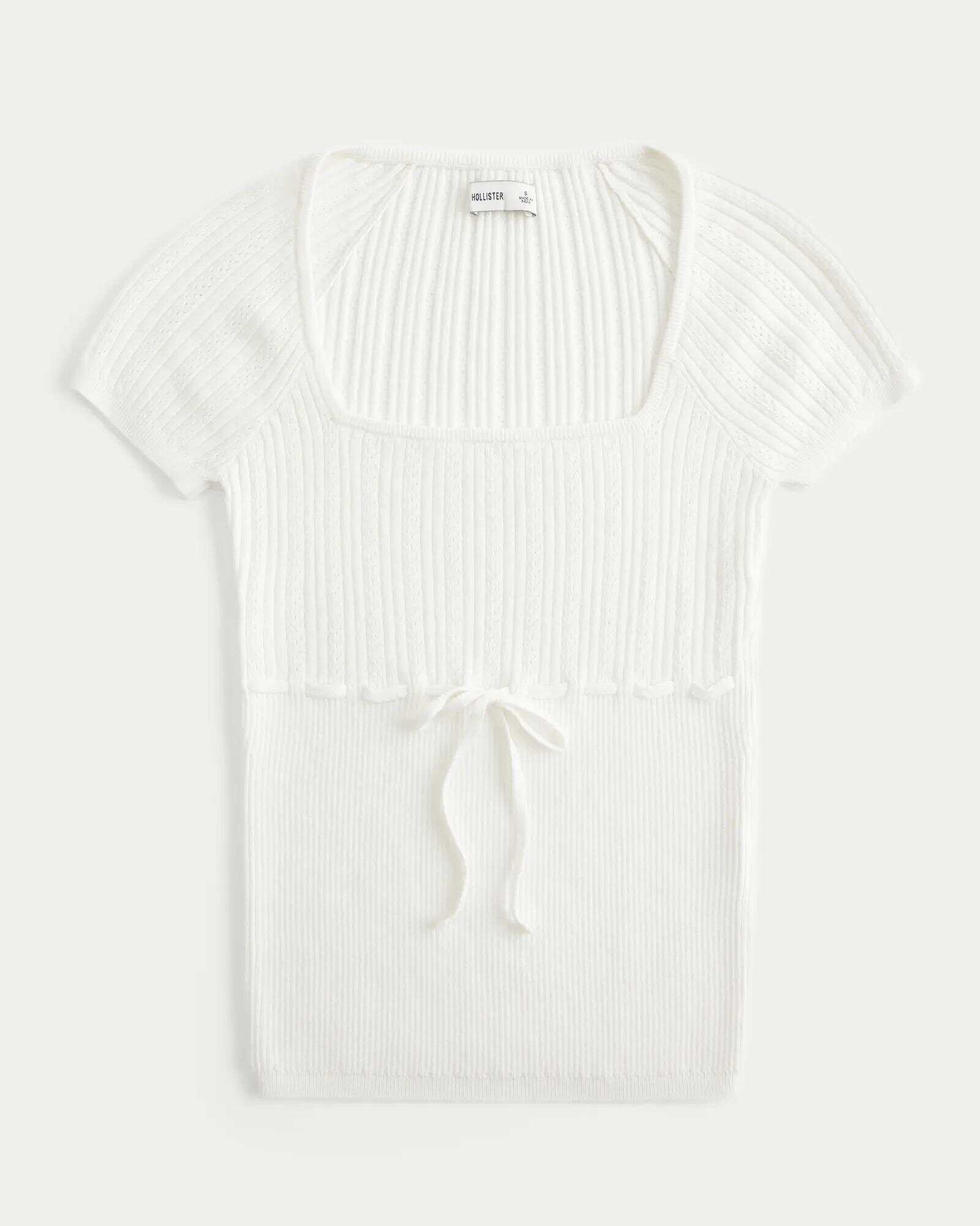 Short-Sleeve Square Neck Sweater